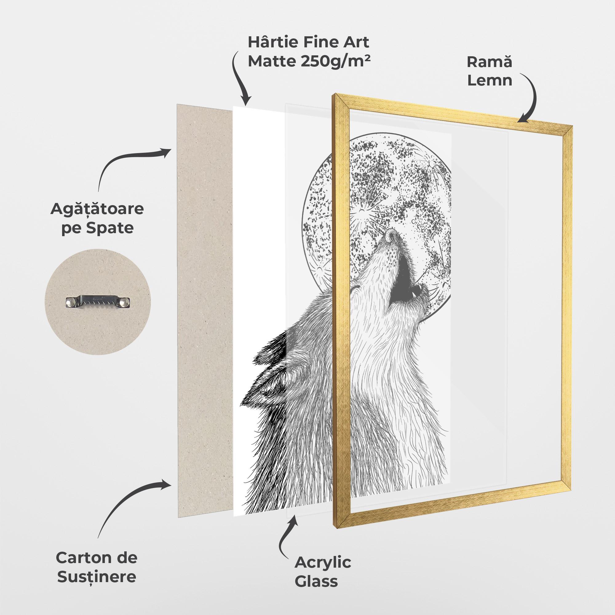 Poster Înrămat Pretty Moon Wolf mockup 1