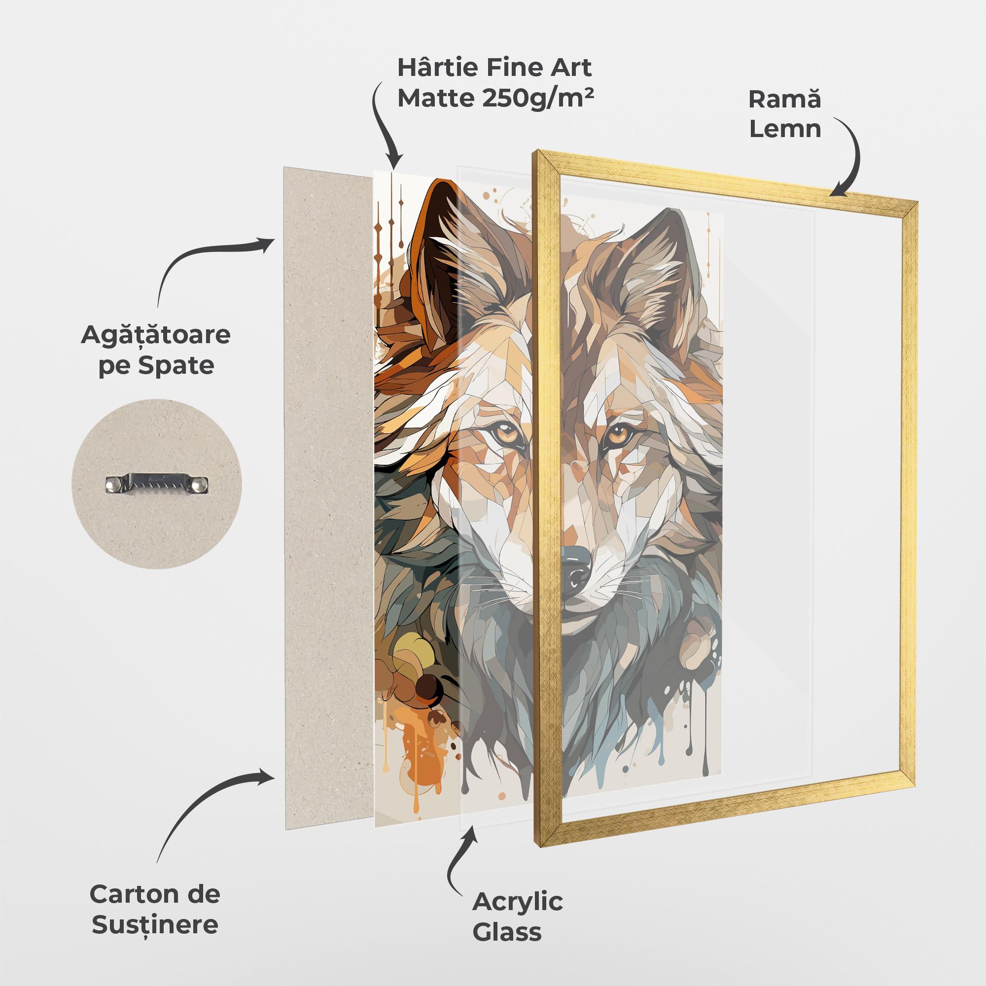 Poster Înrămat Pretty Orange Wolf mockup 1