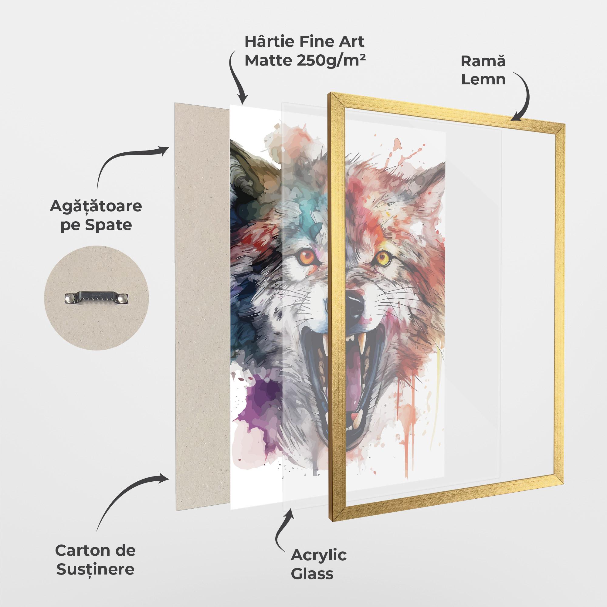Poster Înrămat Watercolor Angry Wolf mockup 1
