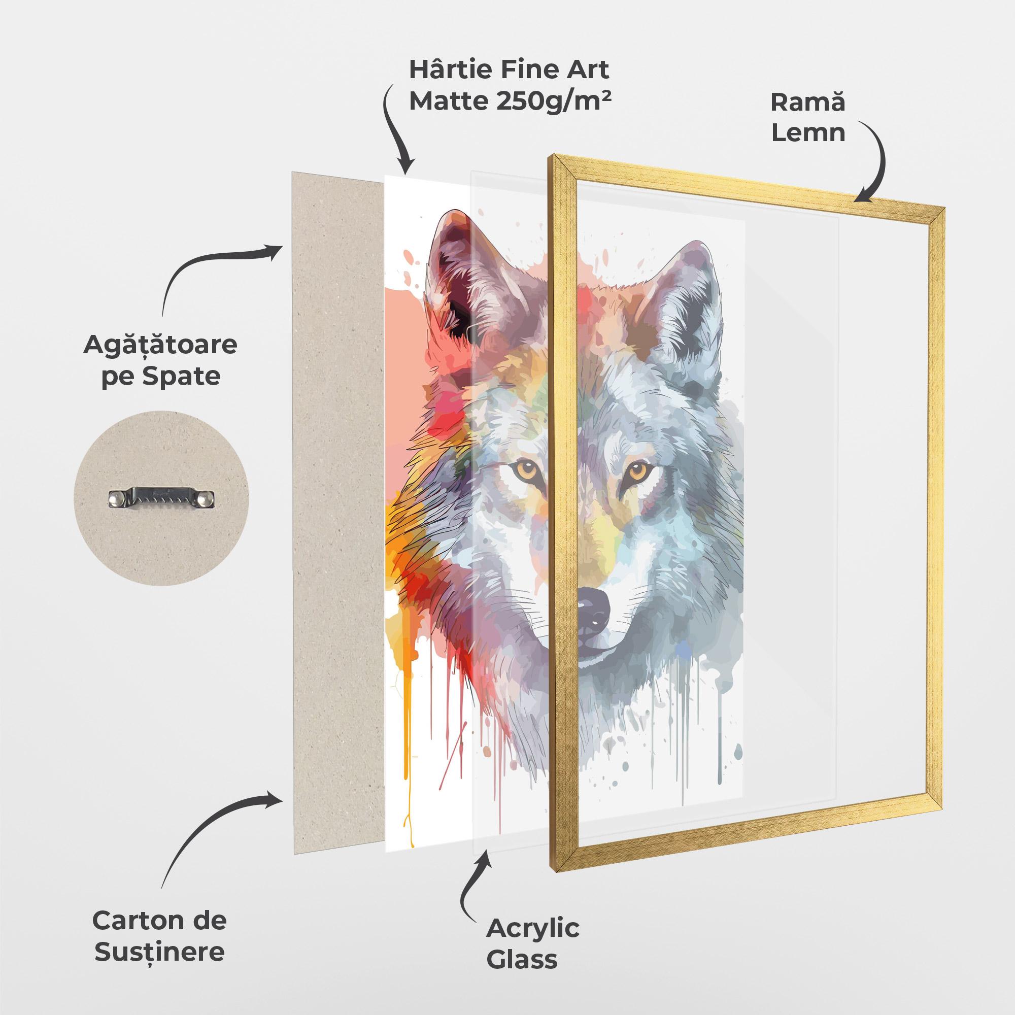 Poster Înrămat Watercolor Wolf mockup 1