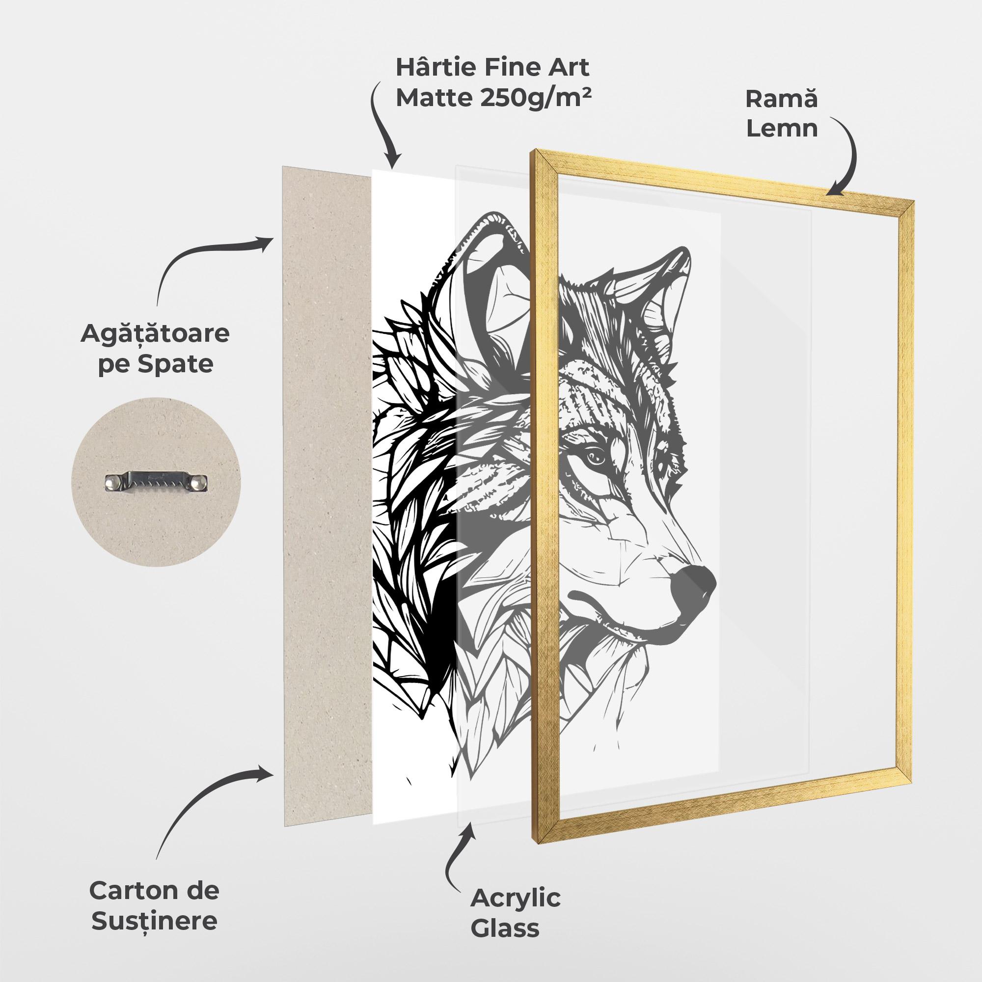 Poster Înrămat Wolf Head Line mockup 1