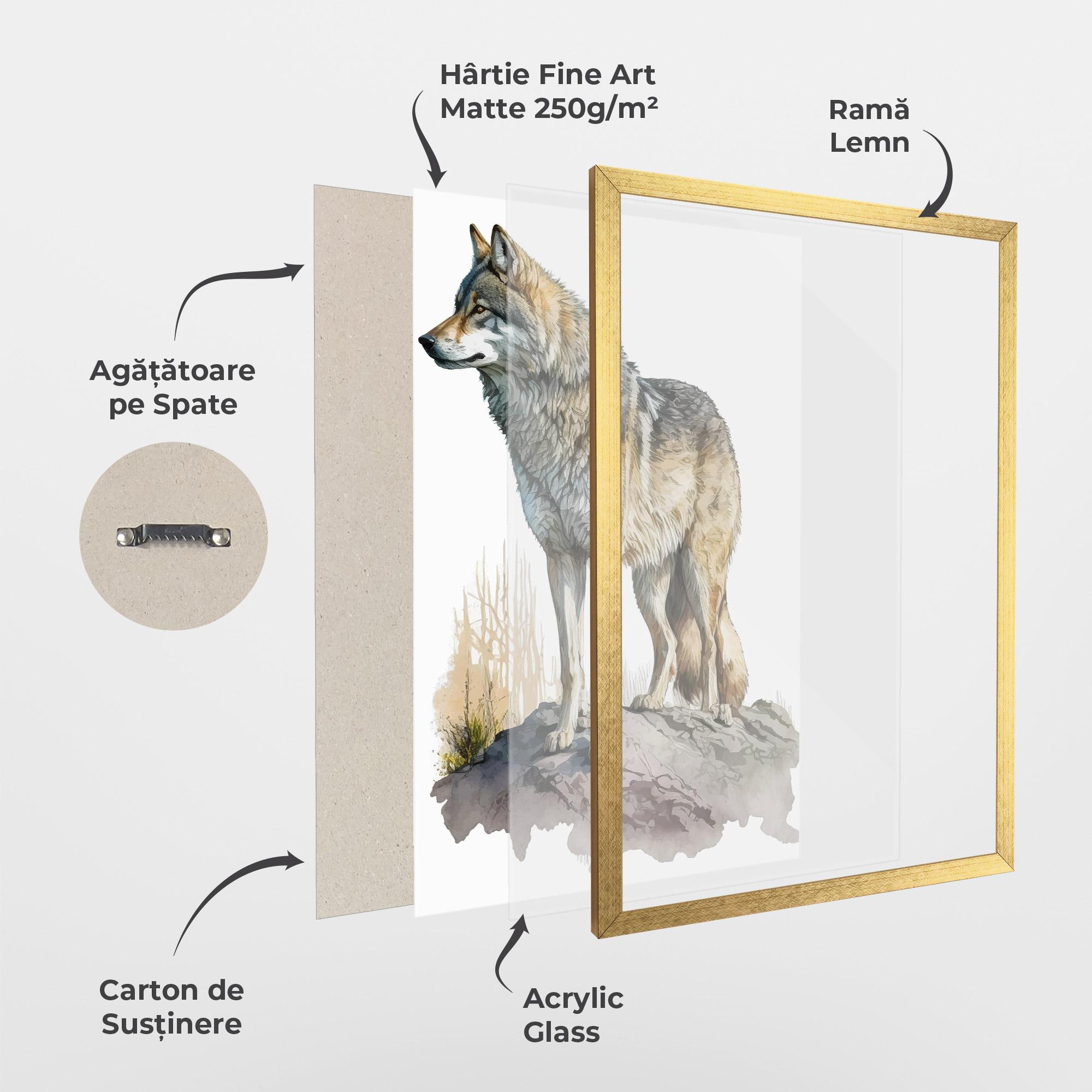 Poster Înrămat Wolf On Rock mockup 1