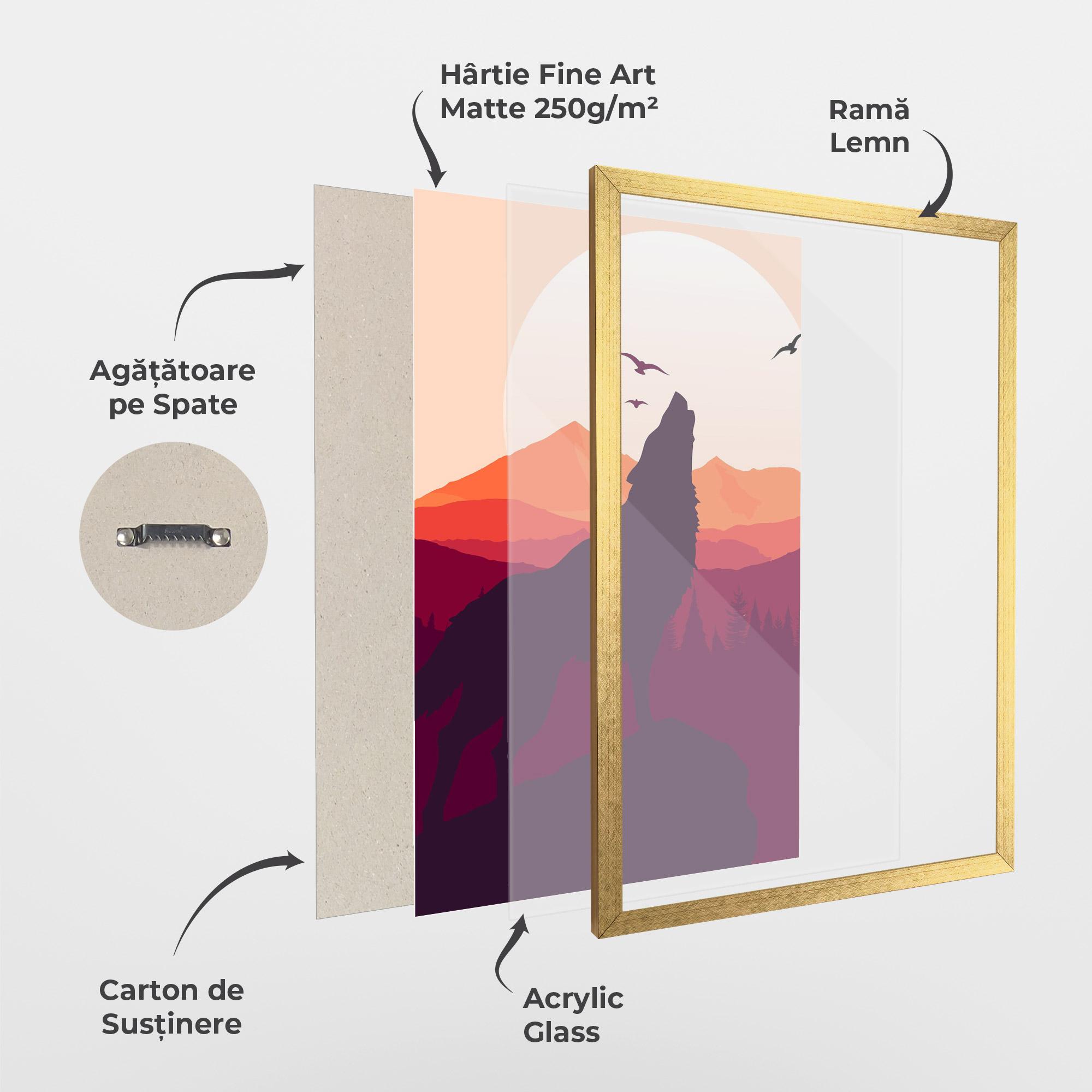 Poster Înrămat Wolf Pink Moon mockup 1