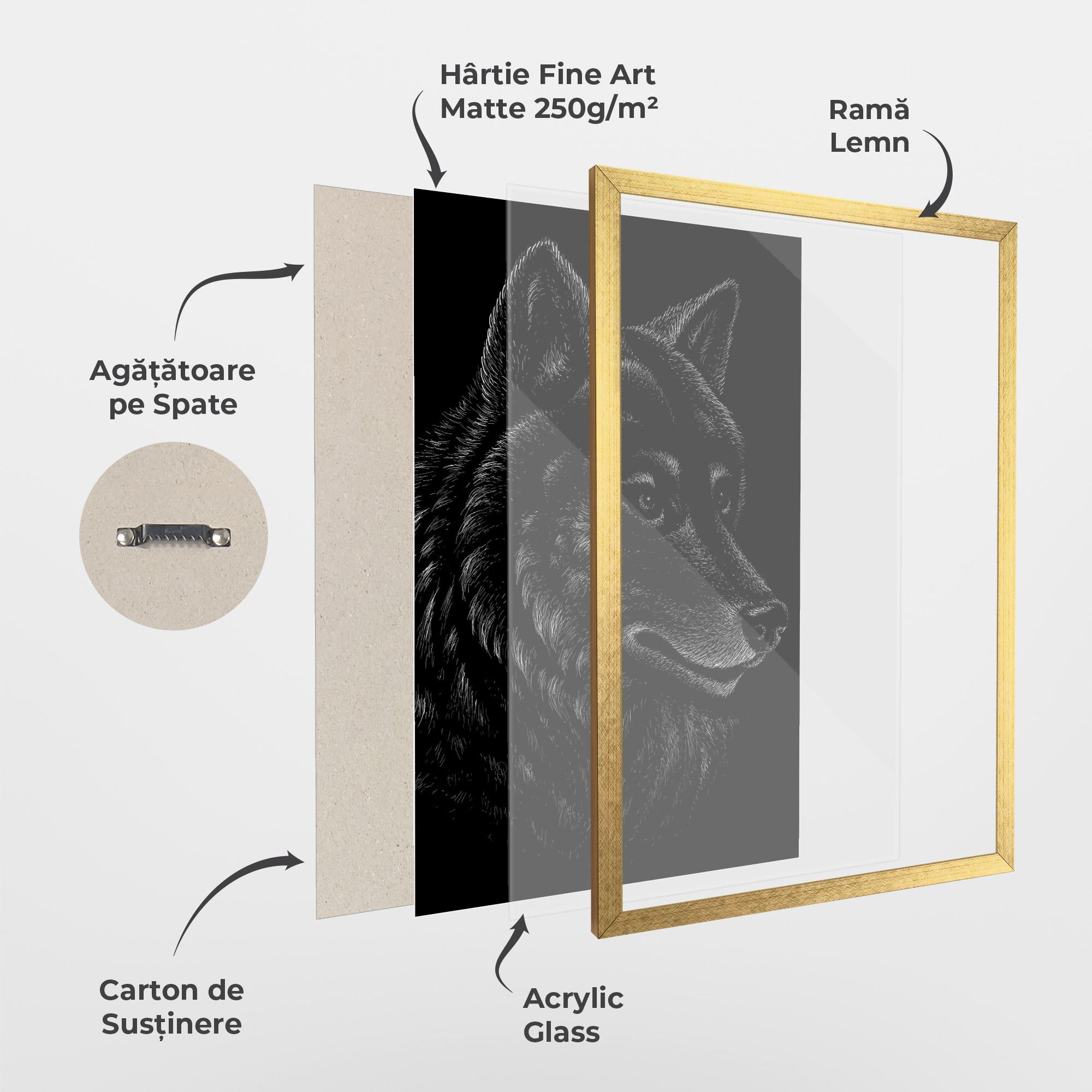 Poster Înrămat Wolf Shillouette Head mockup 1