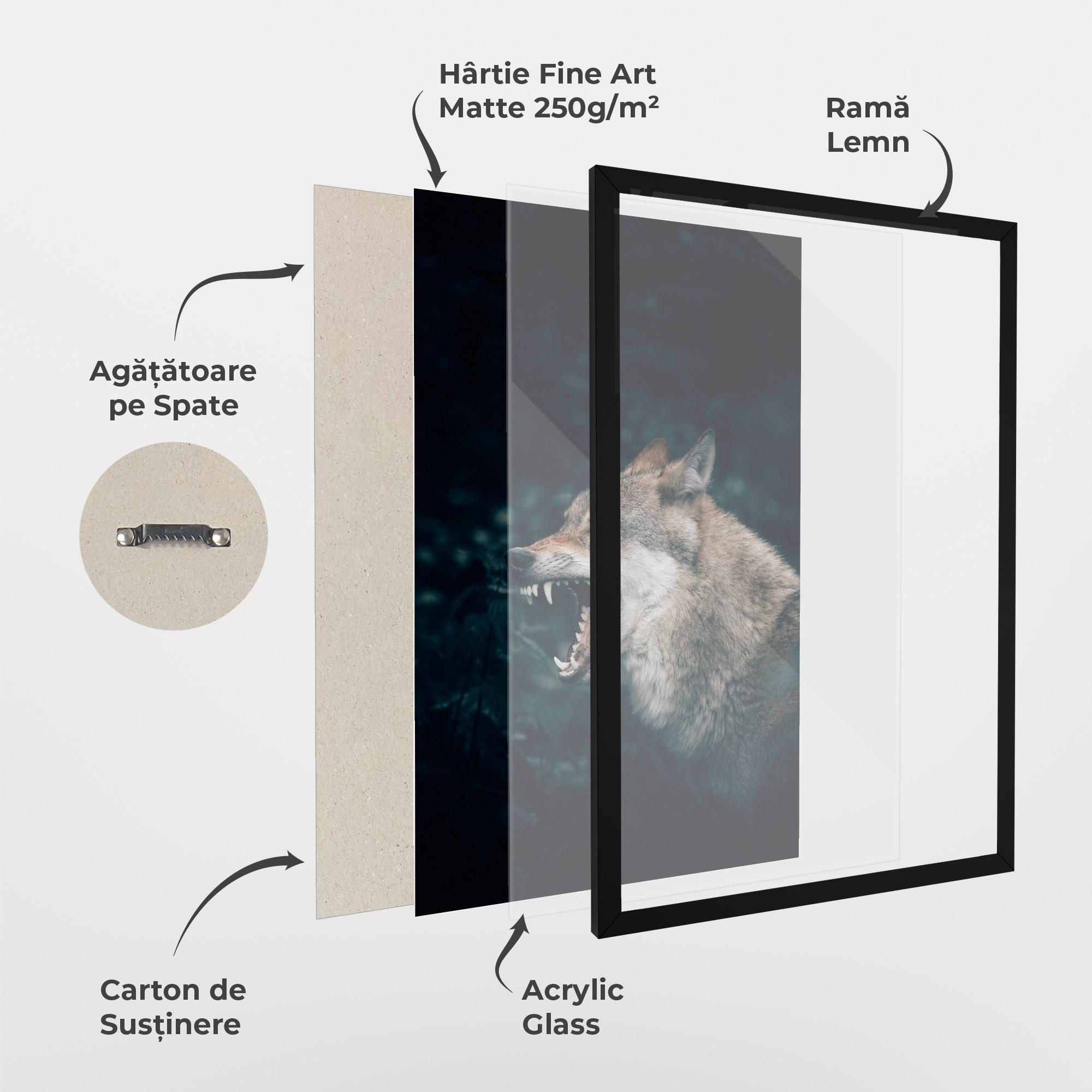 Poster Înrămat Angry Wolf In The Forest mockup 1