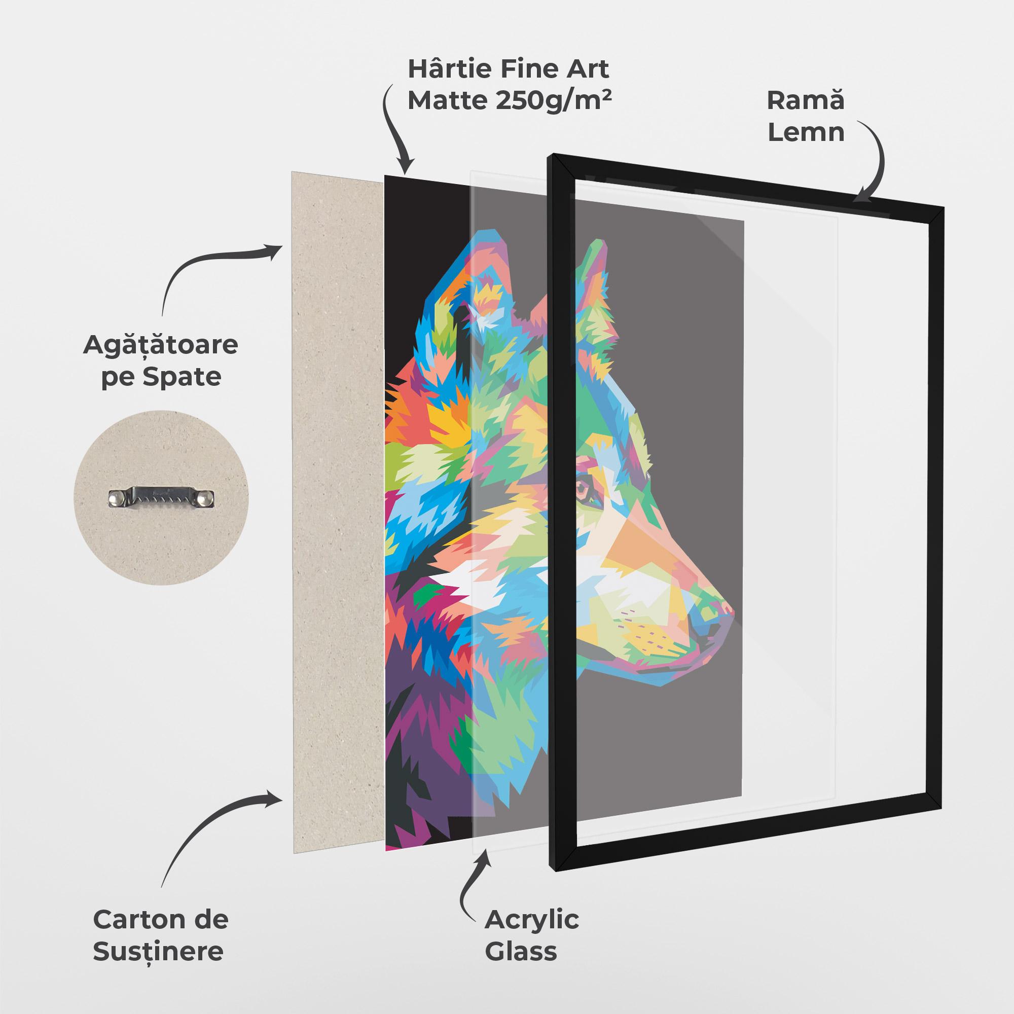 Poster Înrămat Colorful Wolf mockup 1