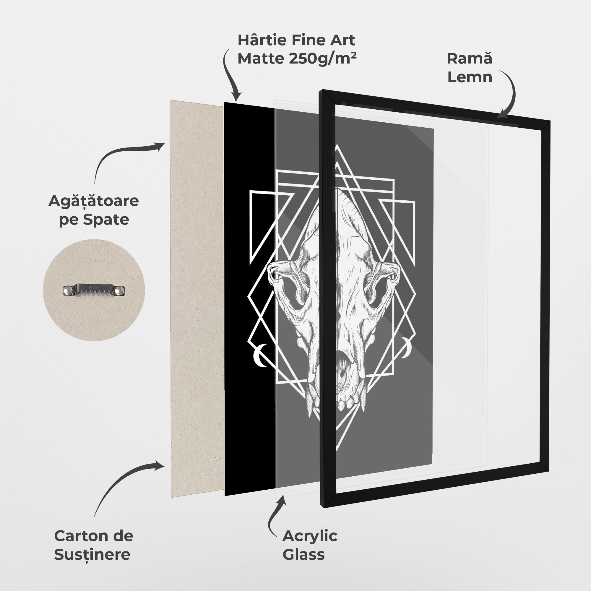 Poster Înrămat Dark Wolf Skull mockup 1