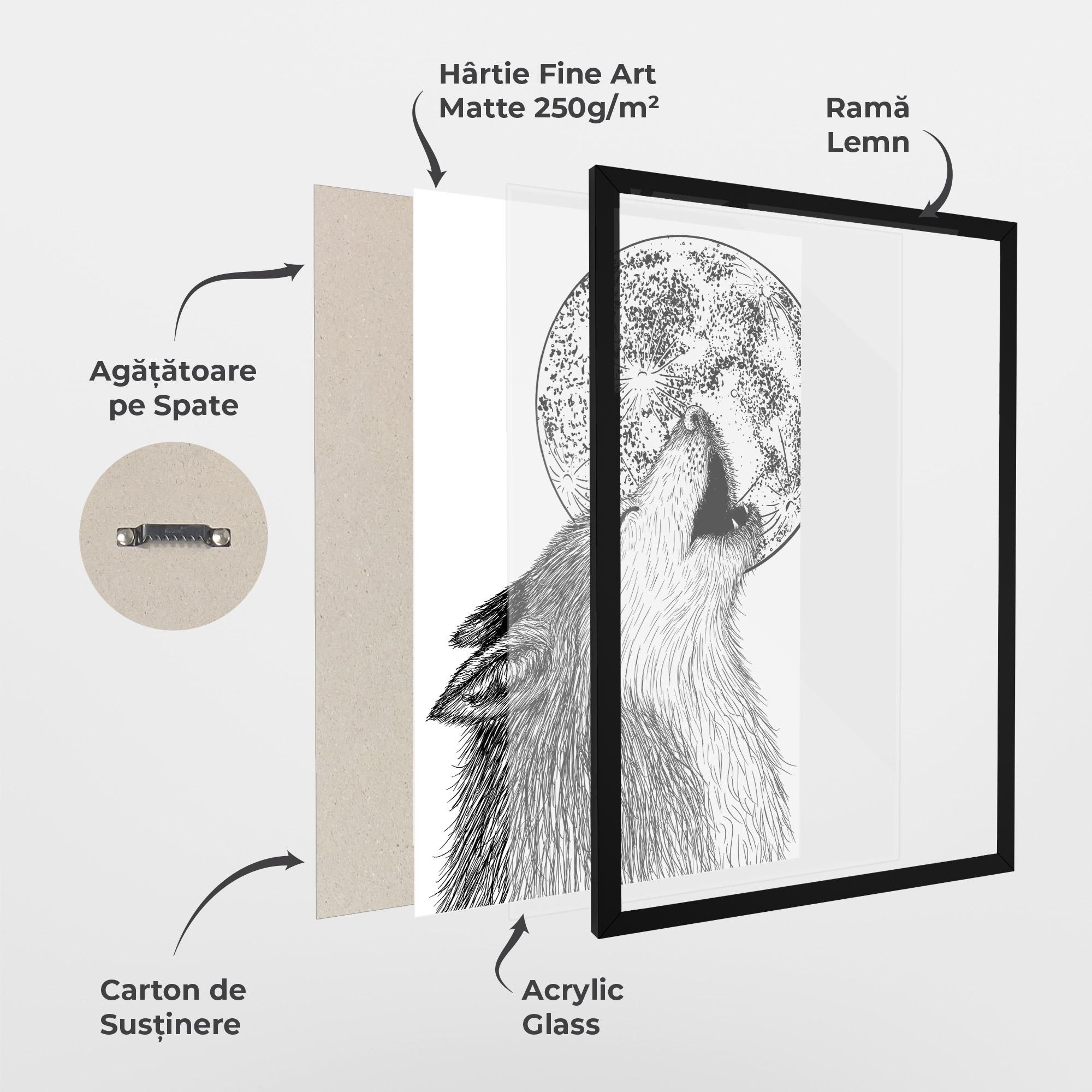 Poster Înrămat Pretty Moon Wolf mockup 1