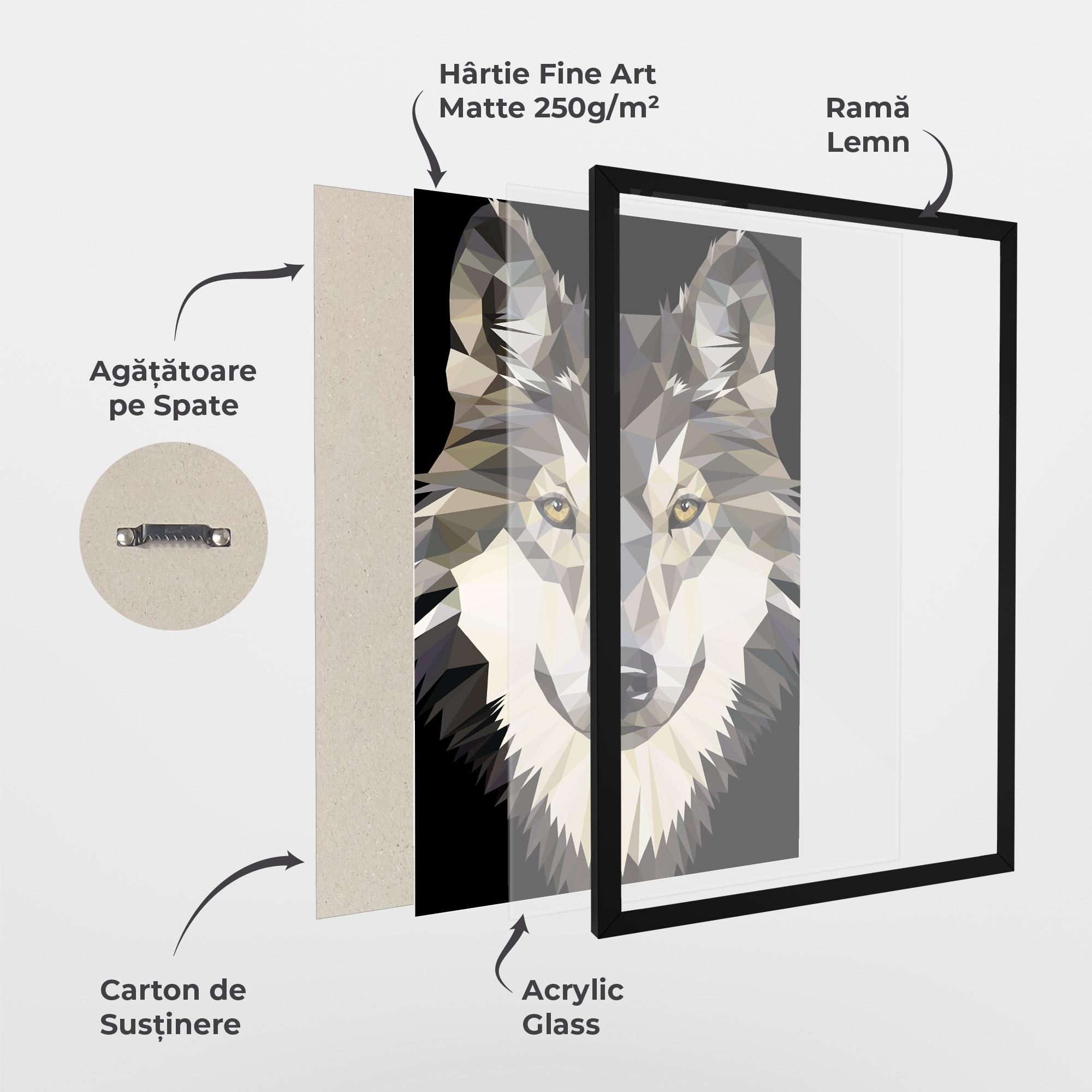 Poster Înrămat Pretty Wolf Head mockup 1