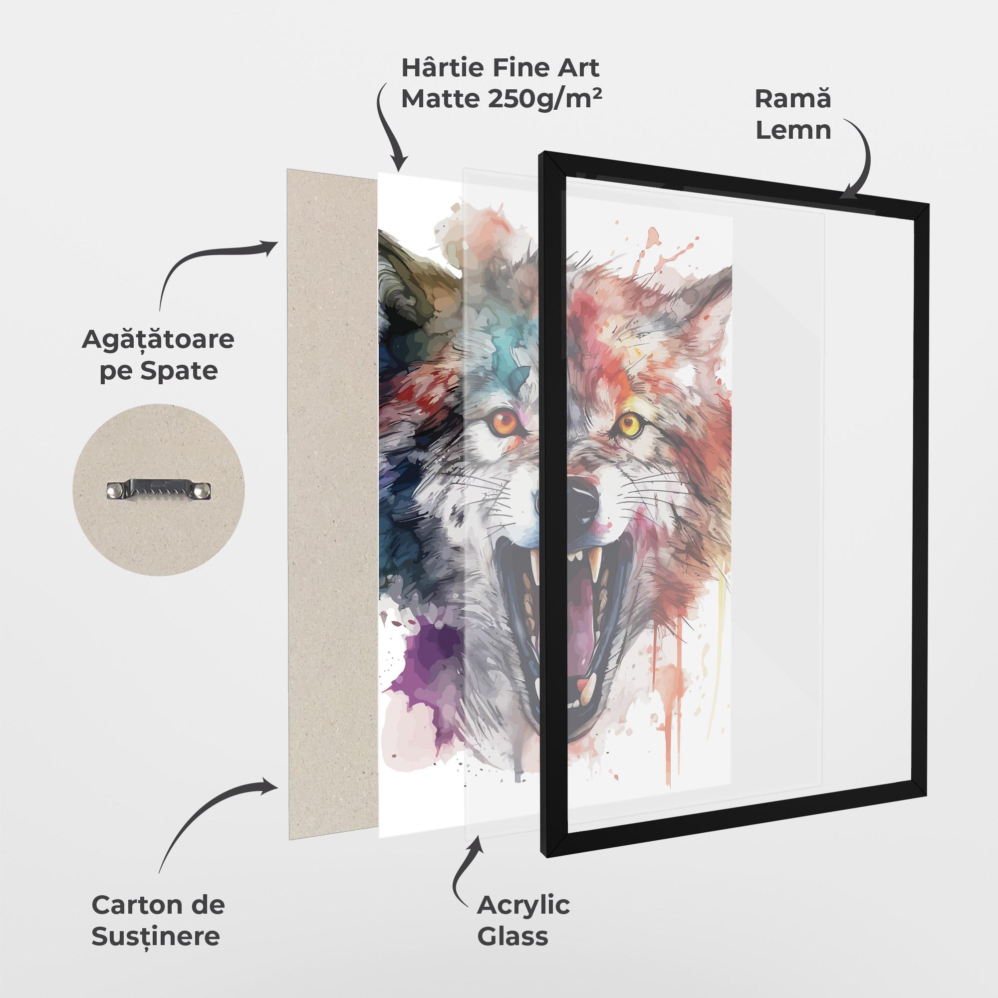 Poster Înrămat Watercolor Angry Wolf mockup 1