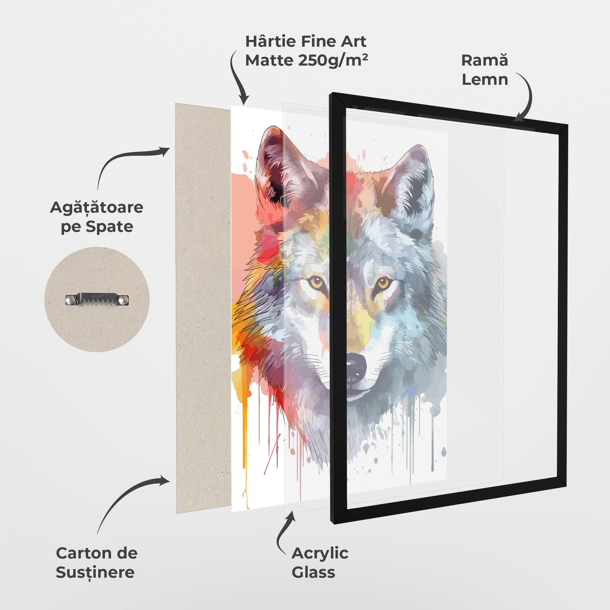 Poster Înrămat Watercolor Wolf mockup 1