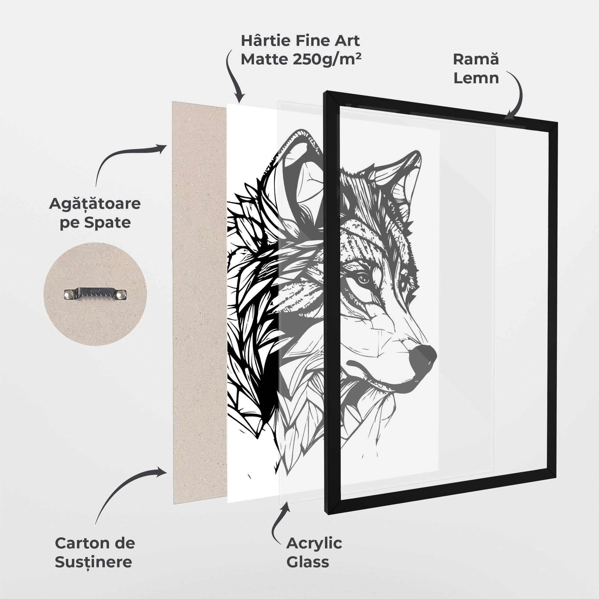 Poster Înrămat Wolf Head Line mockup 1