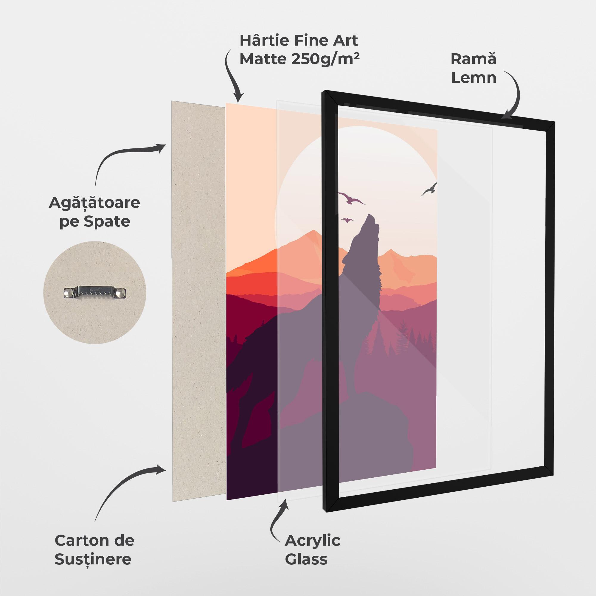 Poster Înrămat Wolf Pink Moon mockup 1