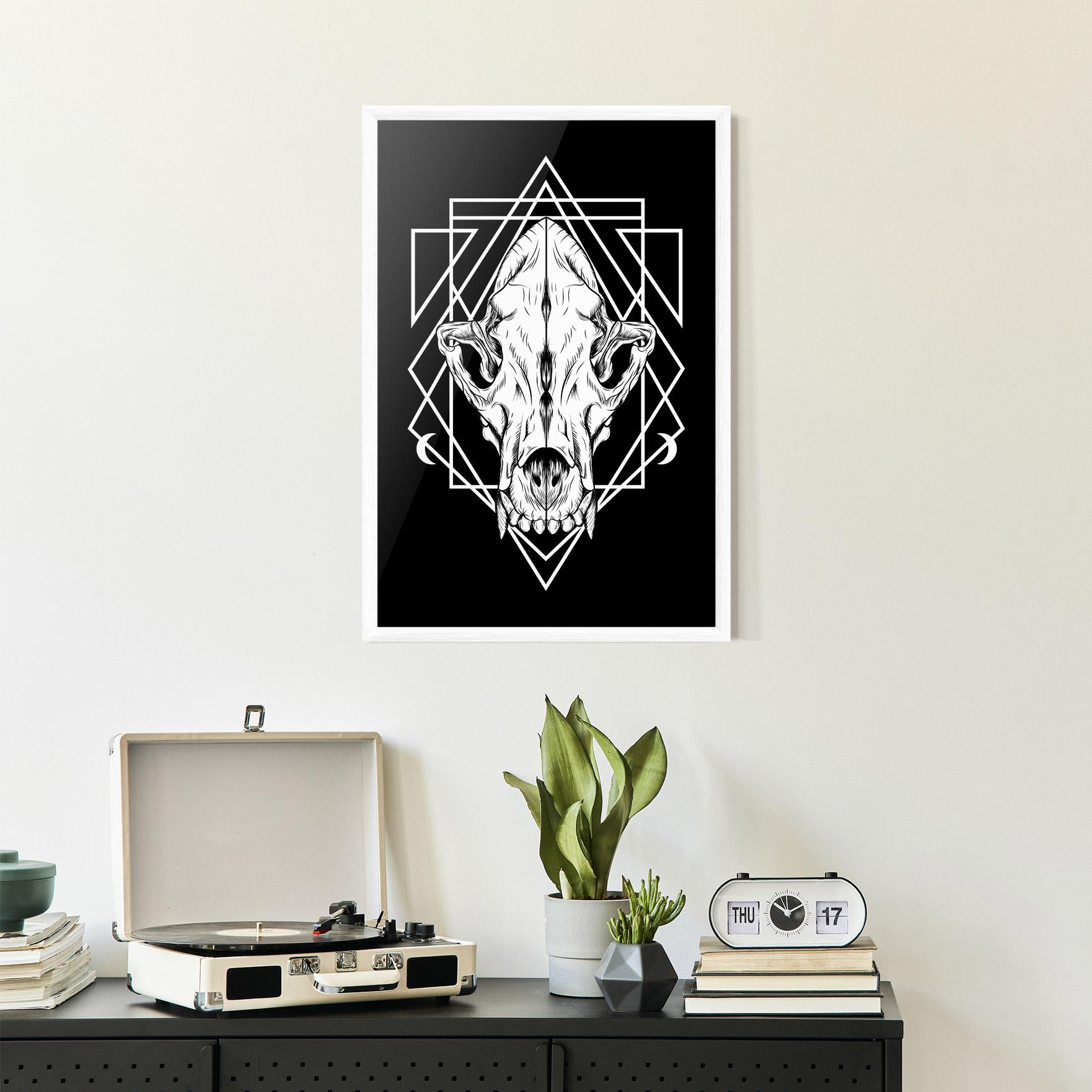 Poster Înrămat Dark Wolf Skull mockup 2