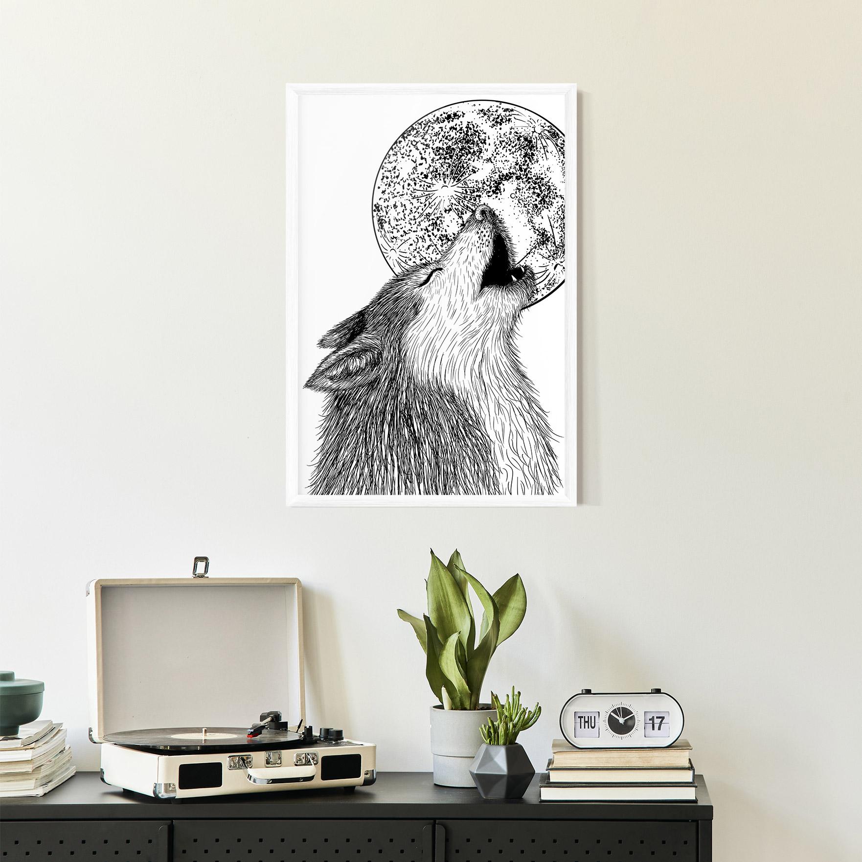 Poster Înrămat Pretty Moon Wolf mockup 2