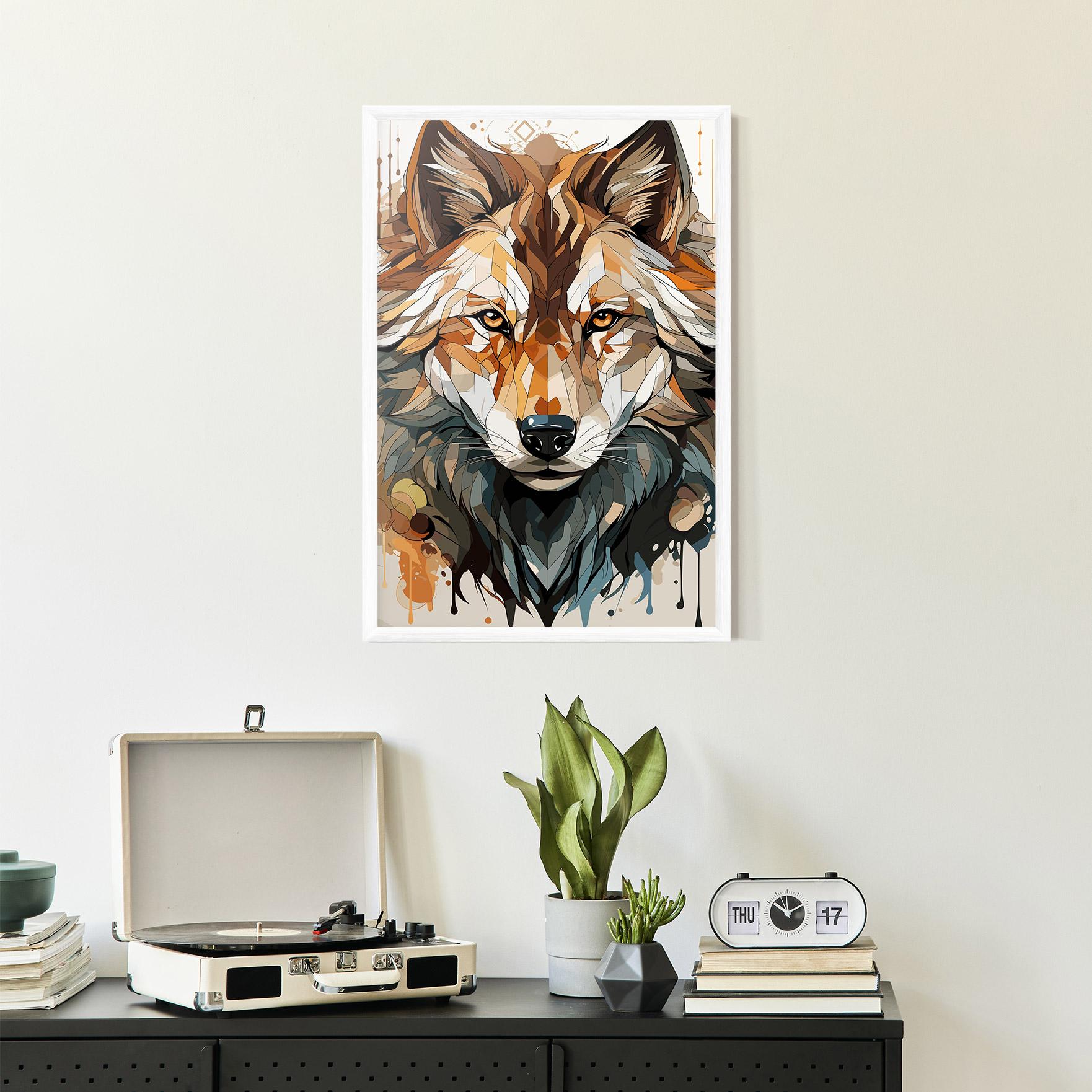 Poster Înrămat Pretty Orange Wolf mockup 2