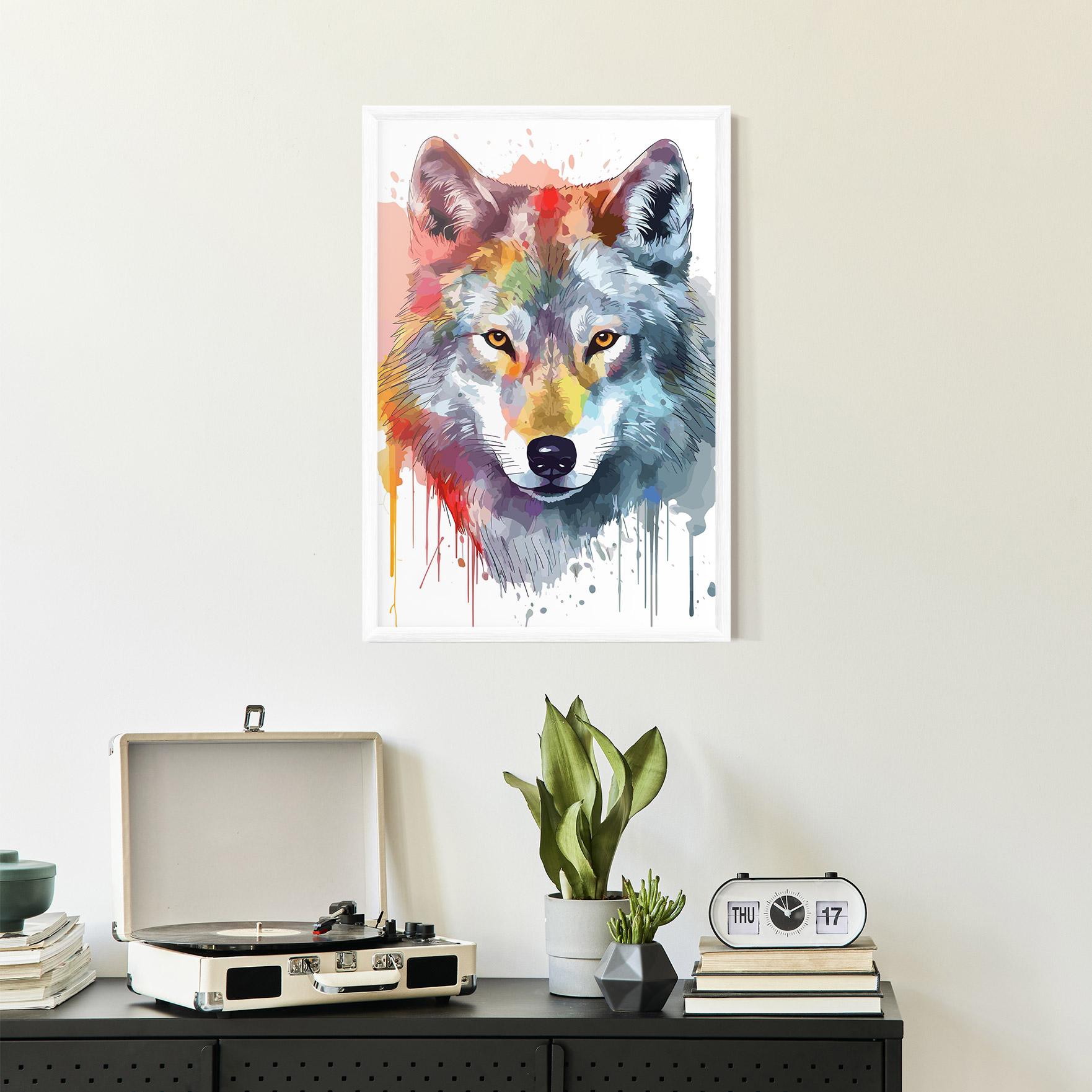 Poster Înrămat Watercolor Wolf mockup 2