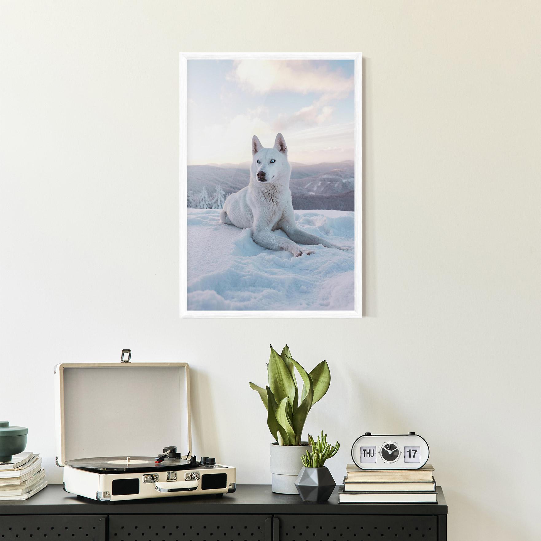 Poster Înrămat White Snow Wolf mockup 2