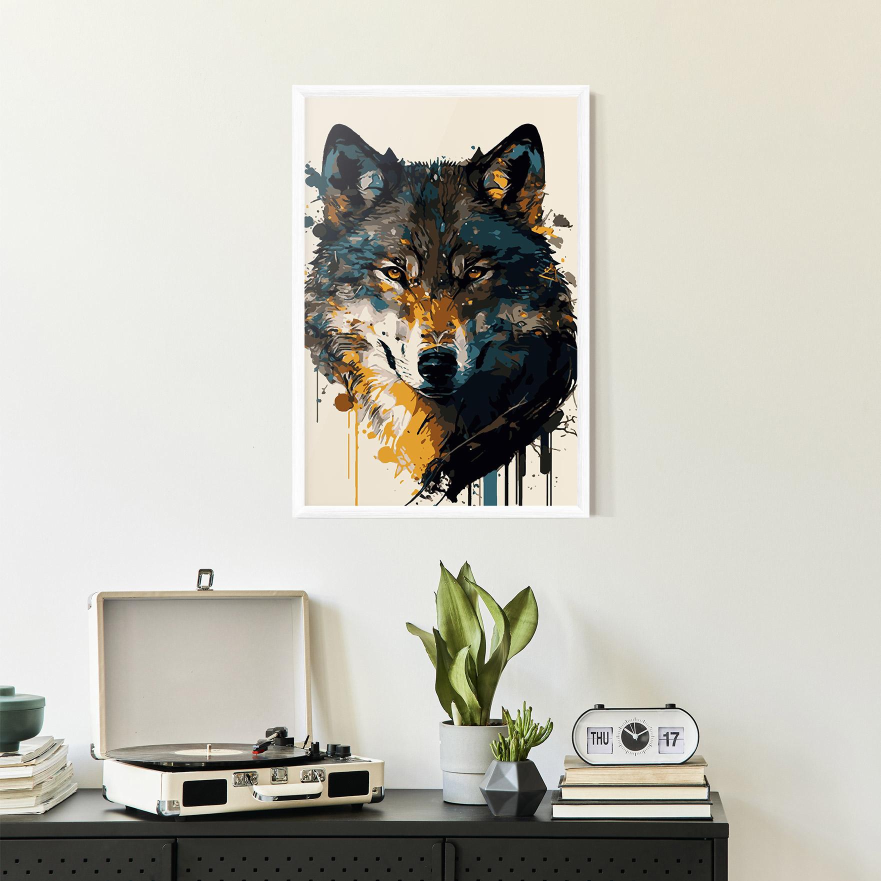 Poster Înrămat Wolf Head Art mockup 2