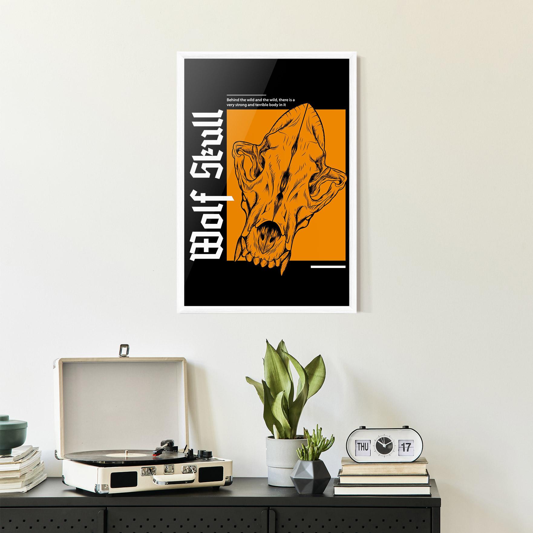 Poster Înrămat Wolf Skull mockup 2