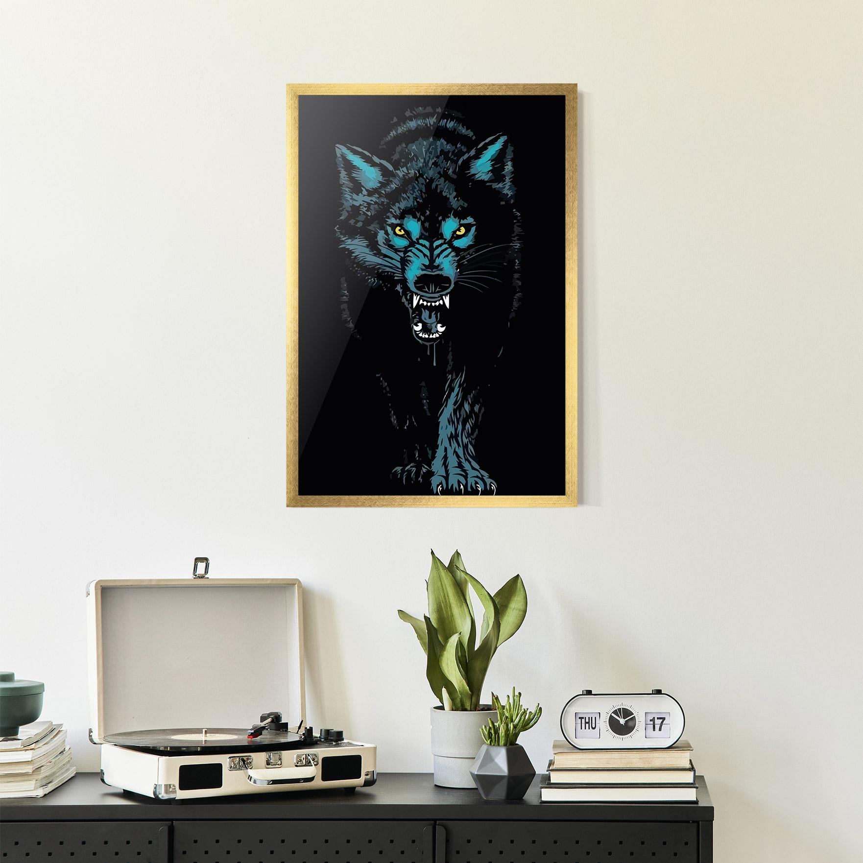 Poster Înrămat Blue Wolf mockup 2
