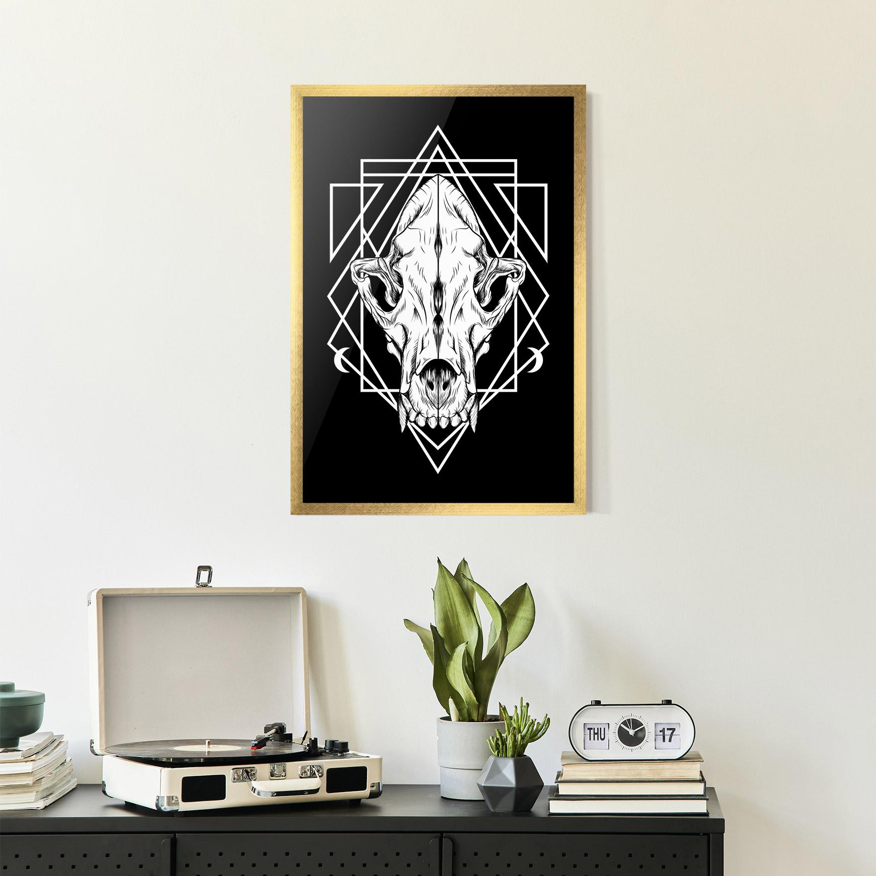 Poster Înrămat Dark Wolf Skull mockup 2