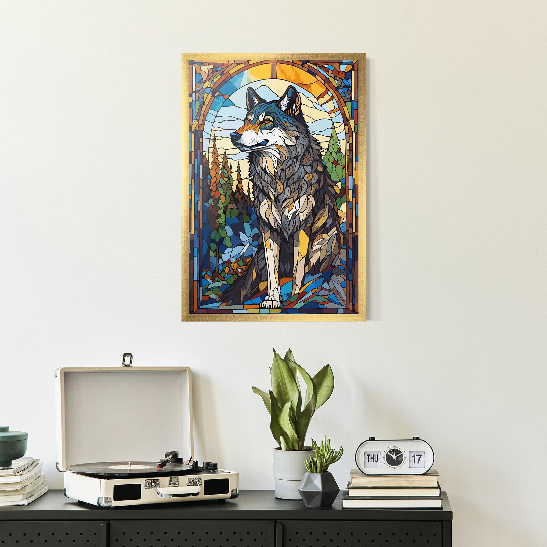 Poster Înrămat Glass Wolf mockup 2