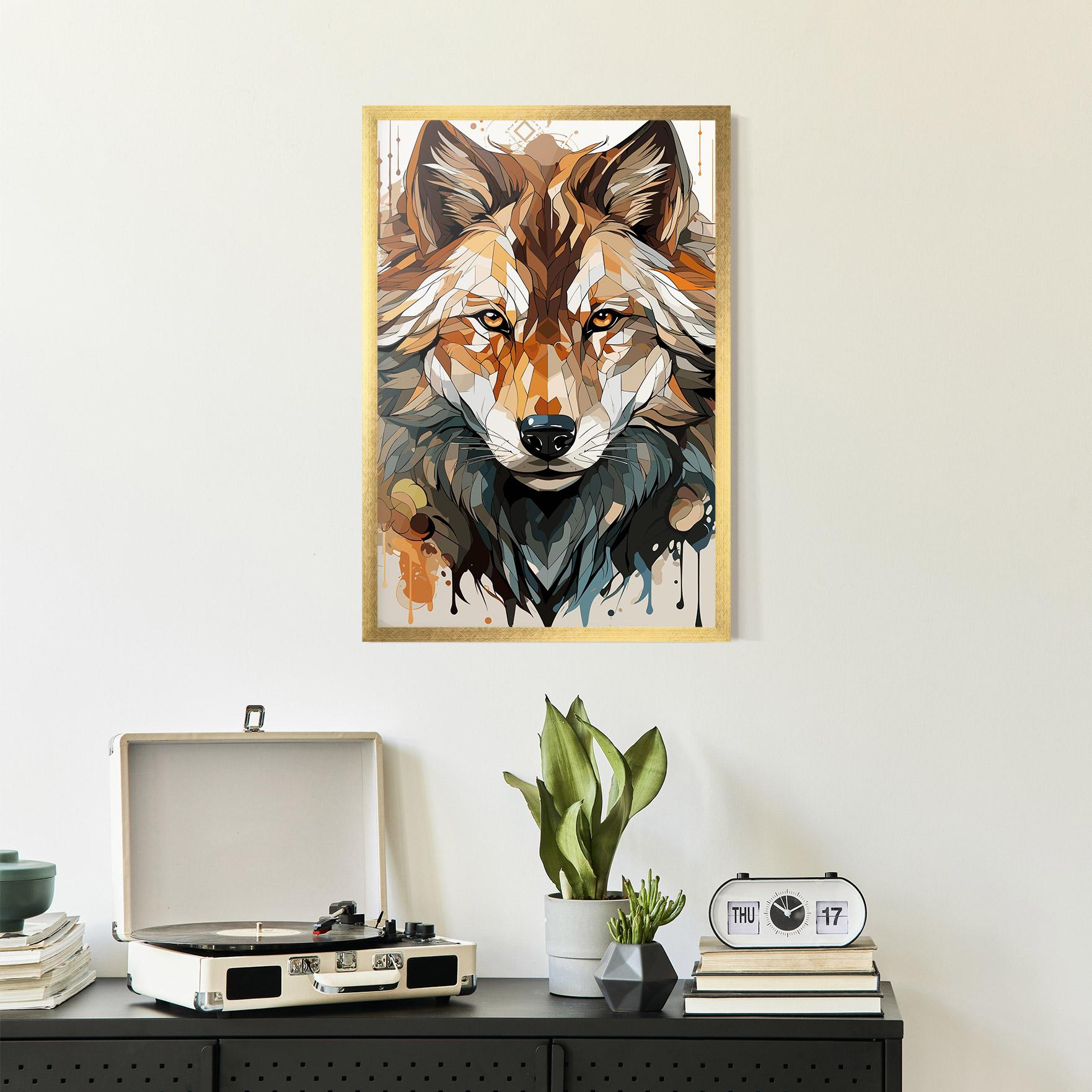 Poster Înrămat Pretty Orange Wolf mockup 2