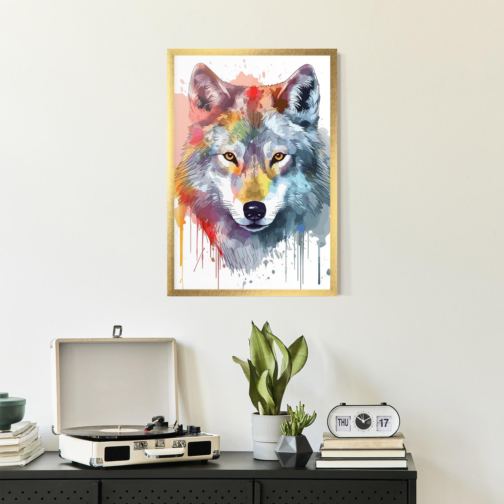 Poster Înrămat Watercolor Wolf mockup 2