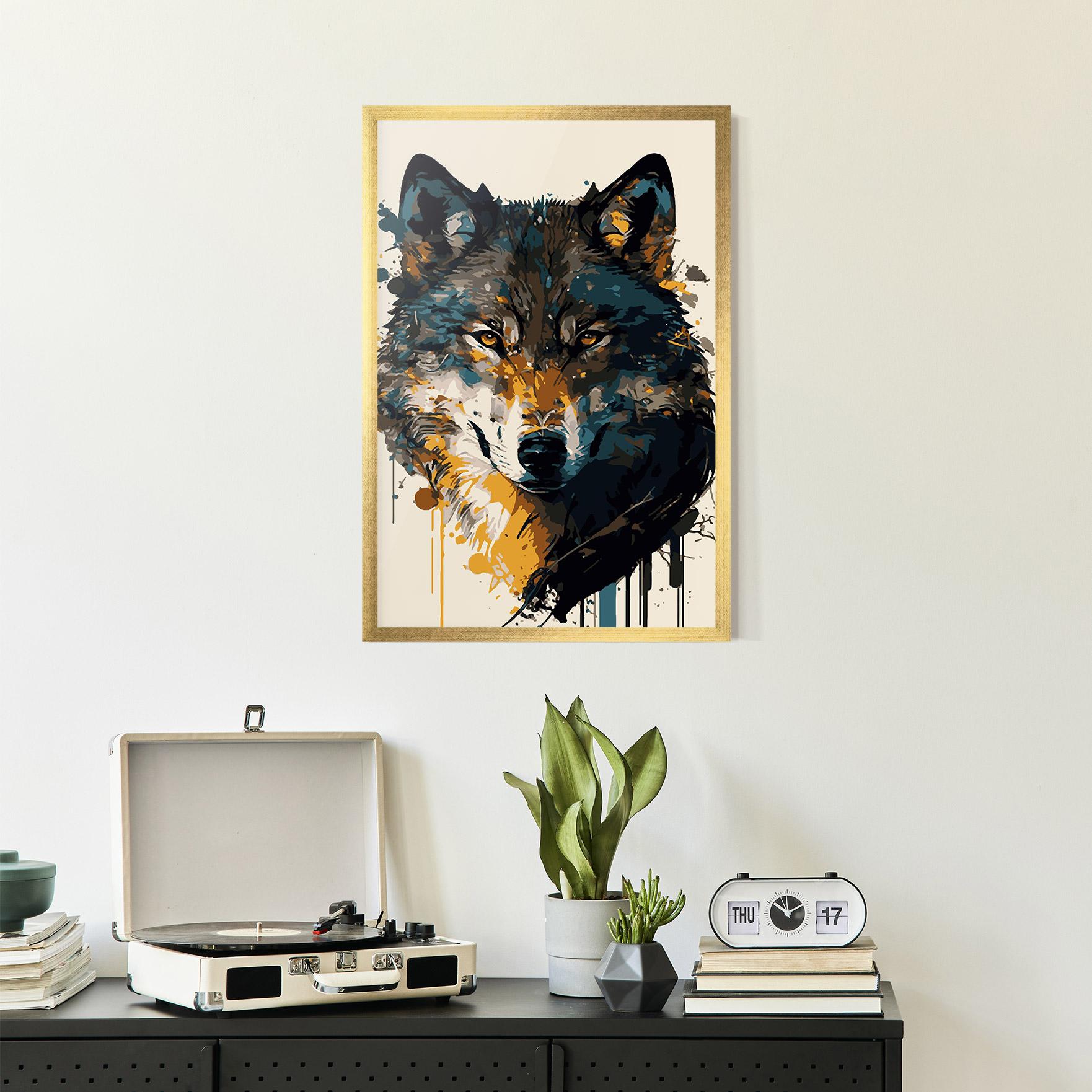Poster Înrămat Wolf Head Art mockup 2
