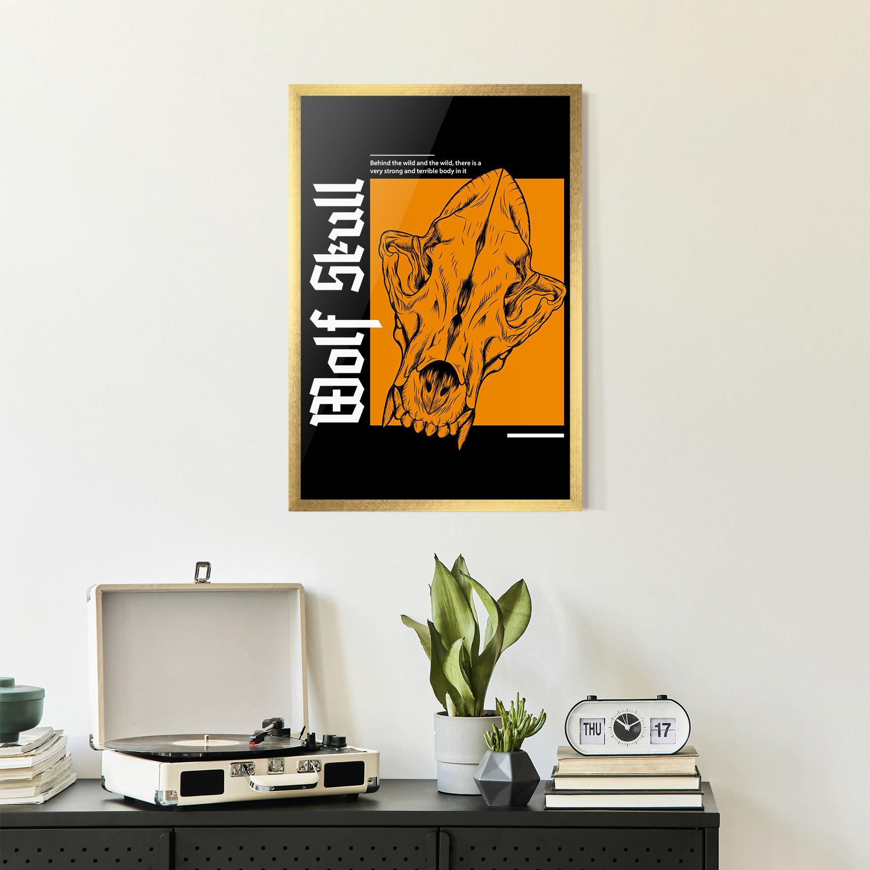 Poster Înrămat Wolf Skull mockup 2