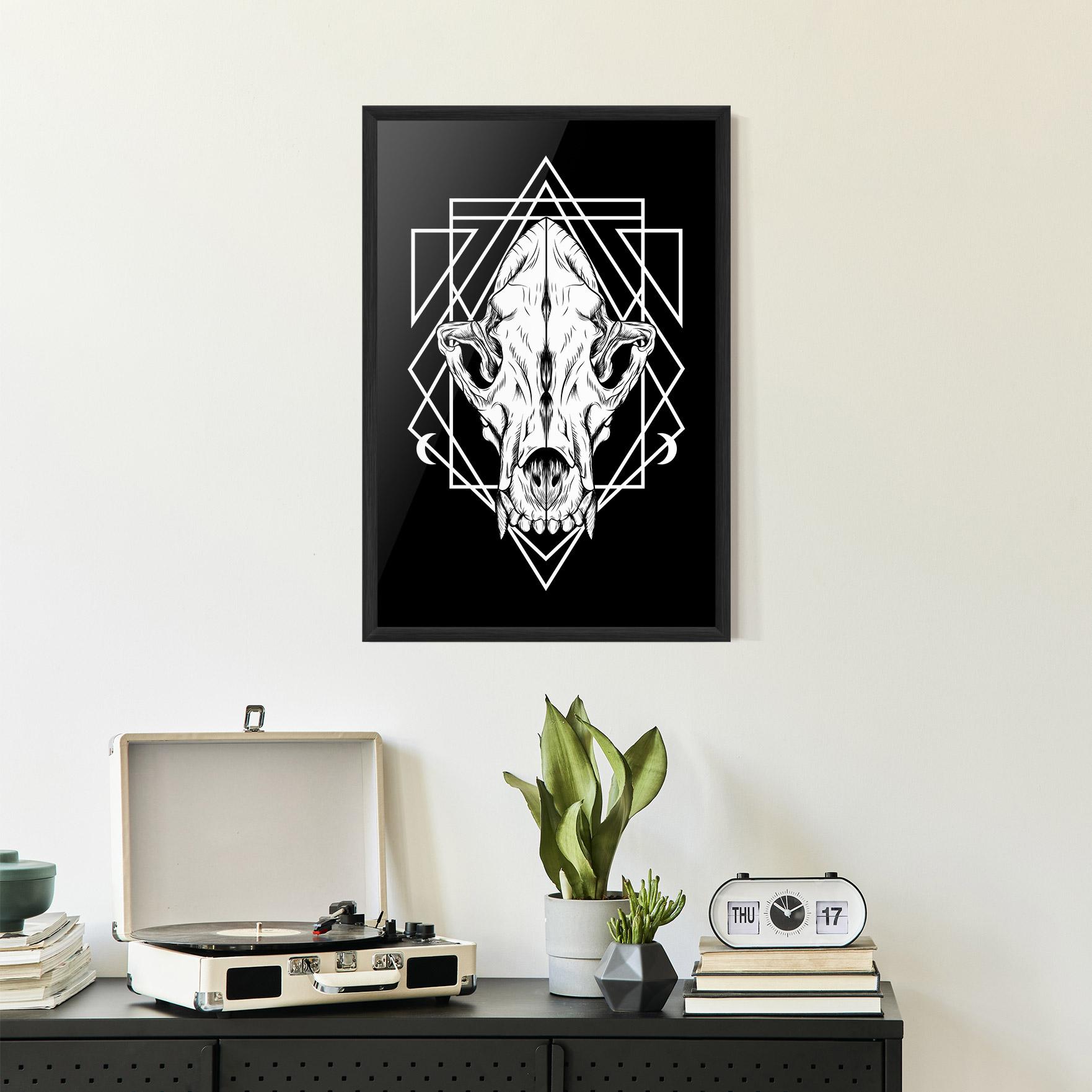 Poster Înrămat Dark Wolf Skull mockup 2