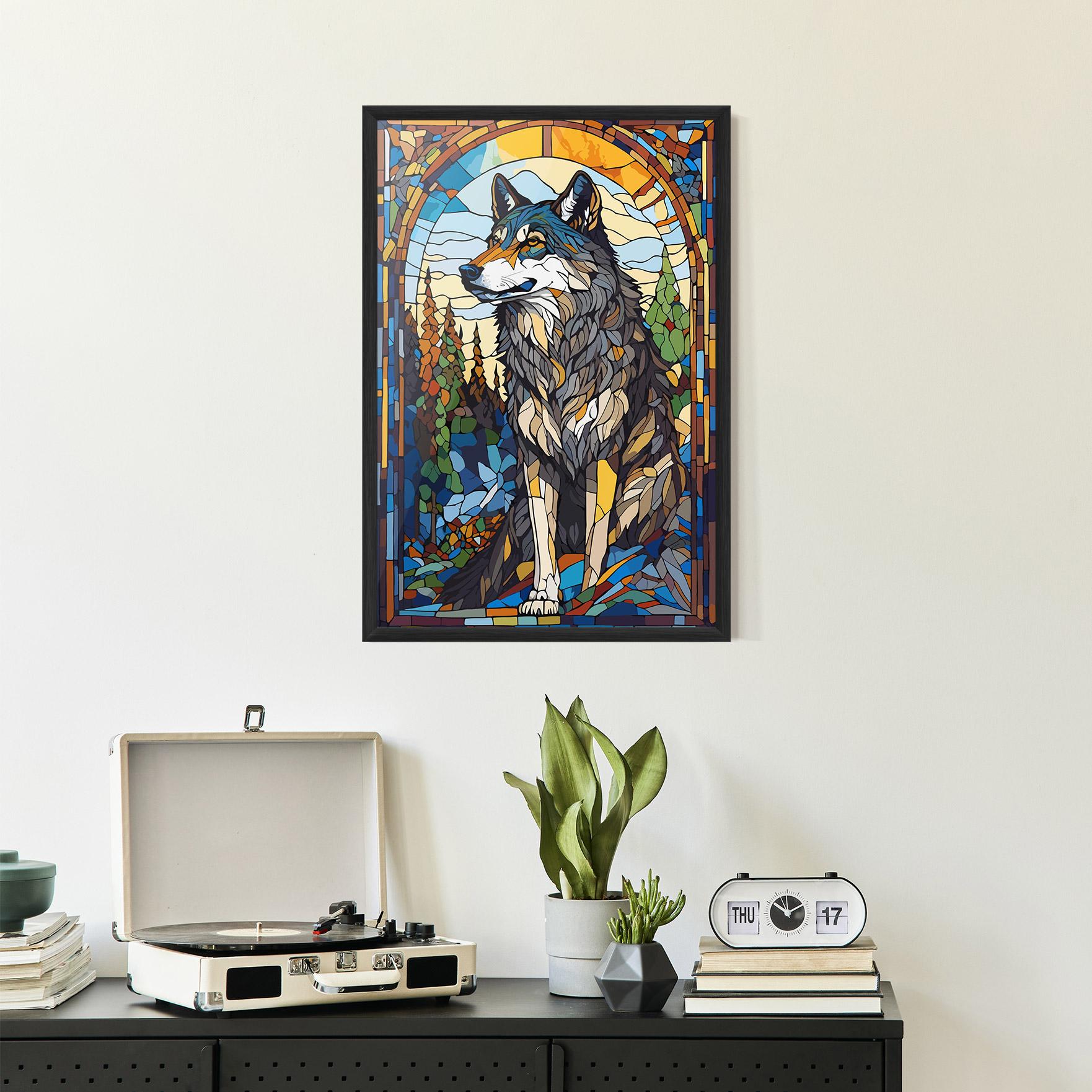 Poster Înrămat Glass Wolf mockup 2