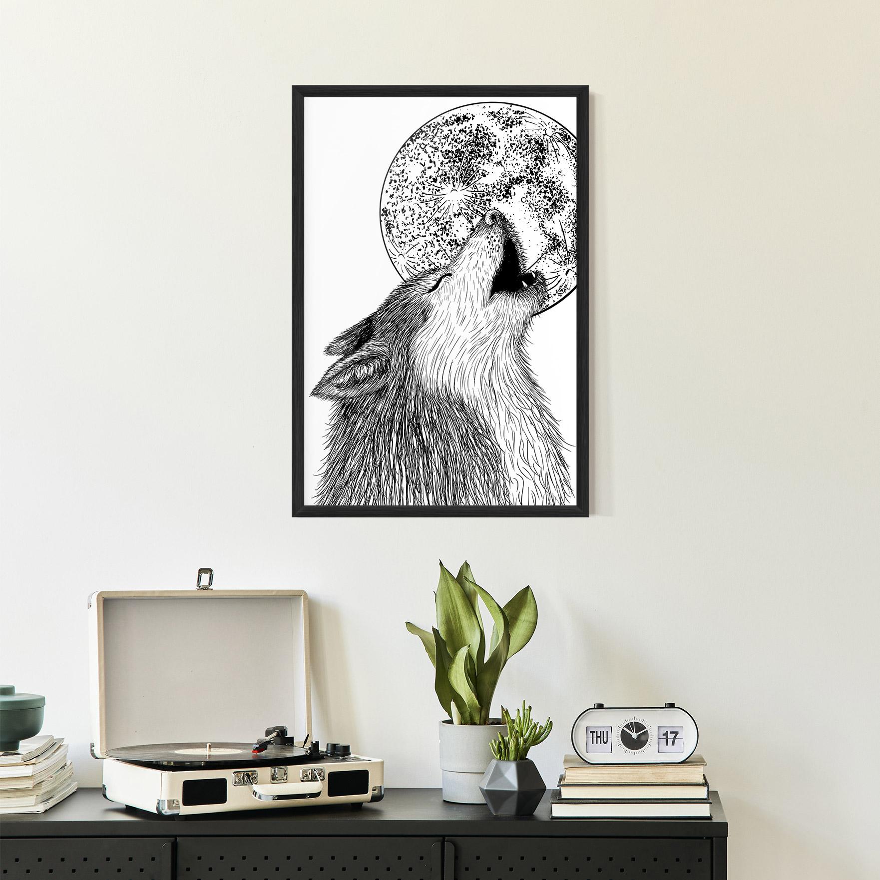 Poster Înrămat Pretty Moon Wolf mockup 2
