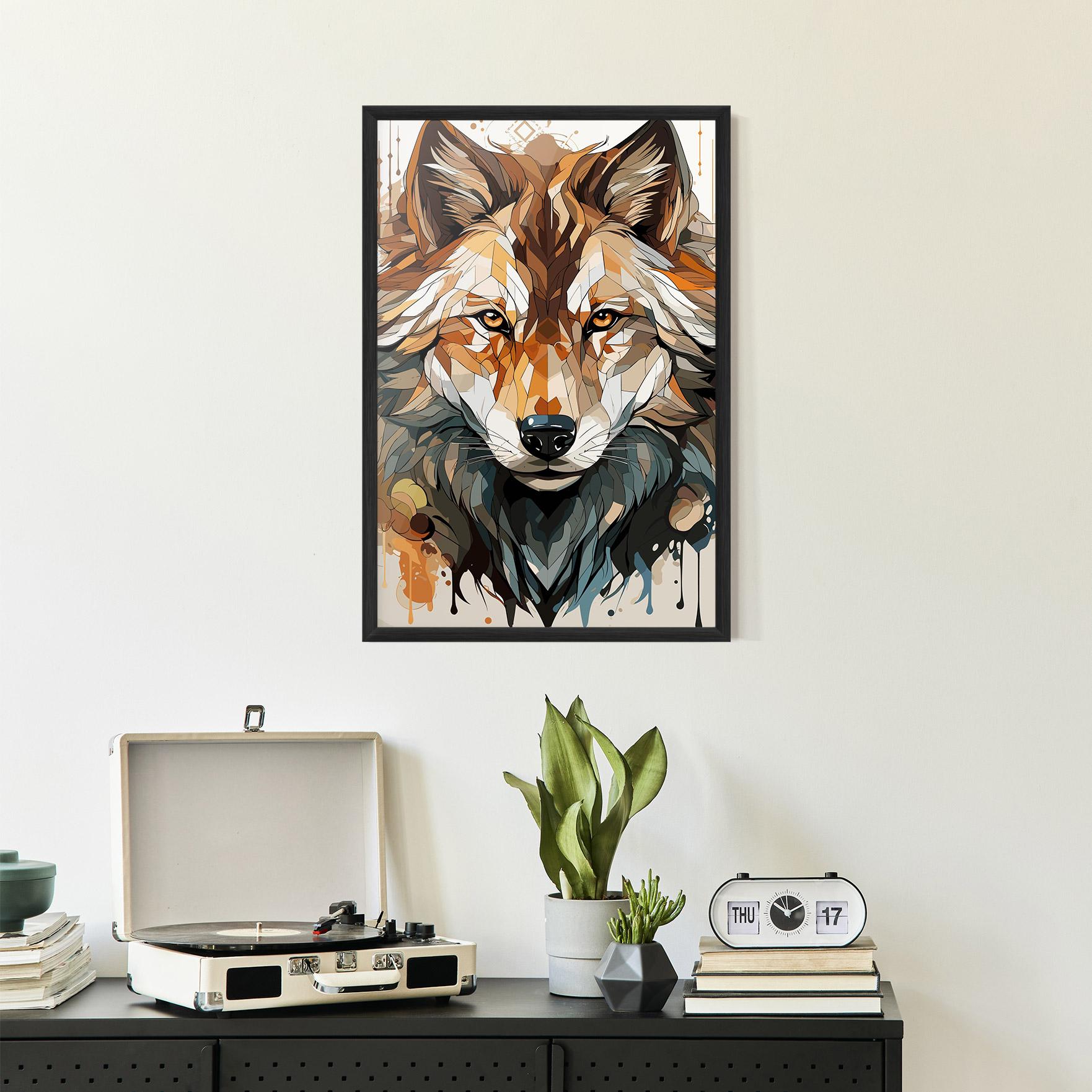 Poster Înrămat Pretty Orange Wolf mockup 2