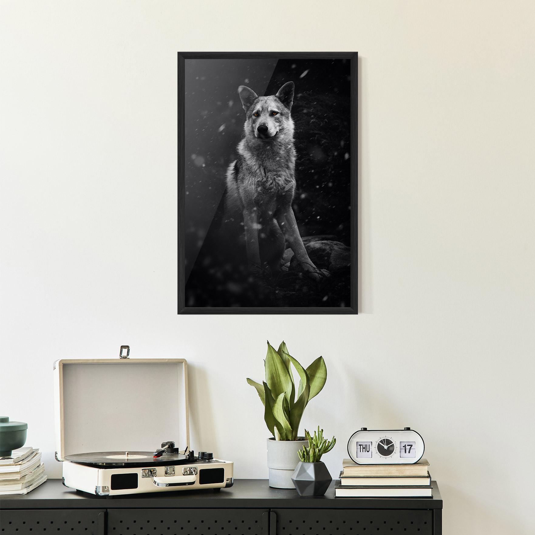 Poster Înrămat Sitting Wolf mockup 2