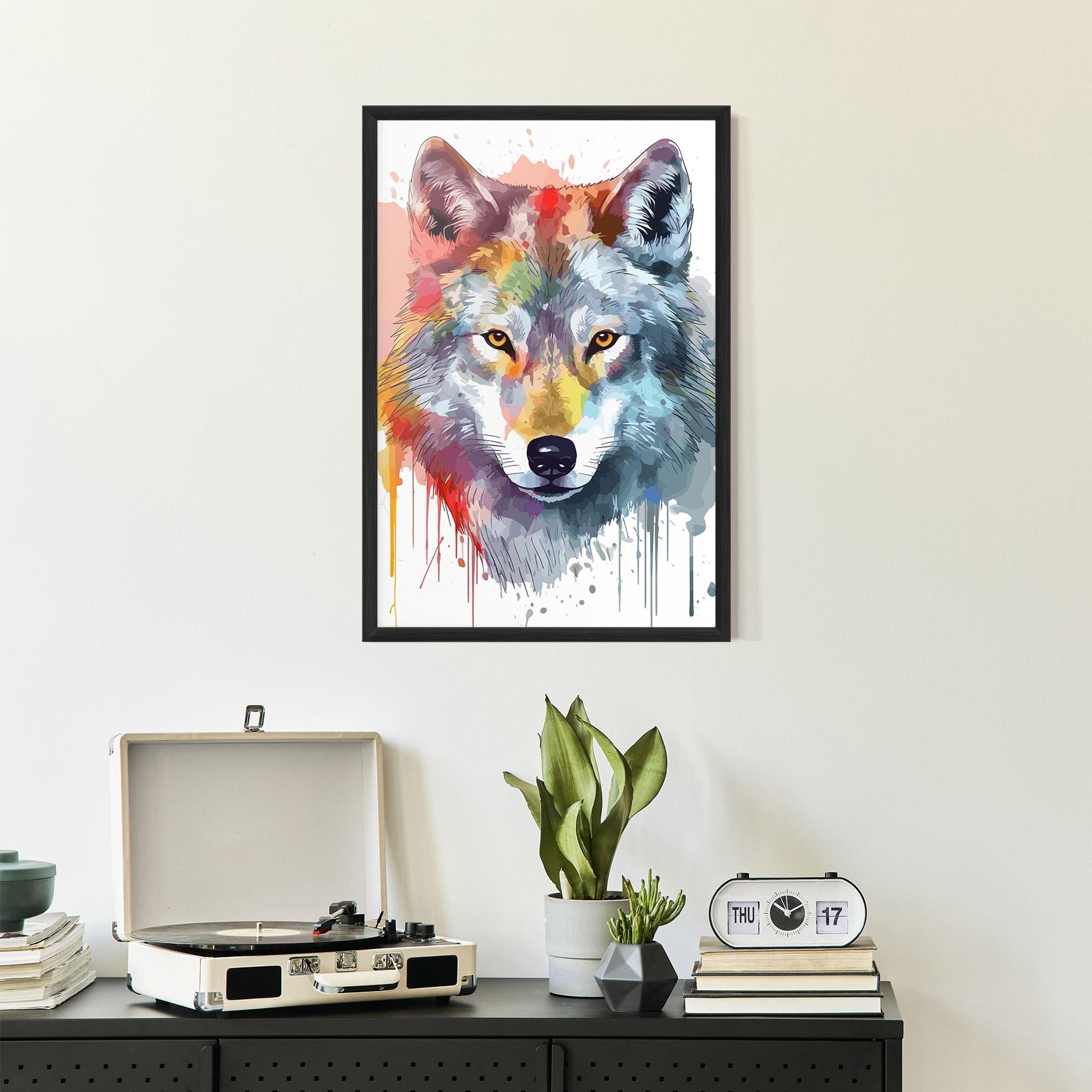 Poster Înrămat Watercolor Wolf mockup 2