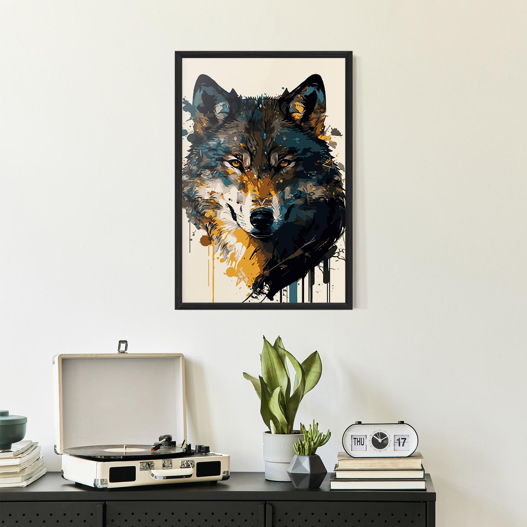 Poster Înrămat Wolf Head Art mockup 2