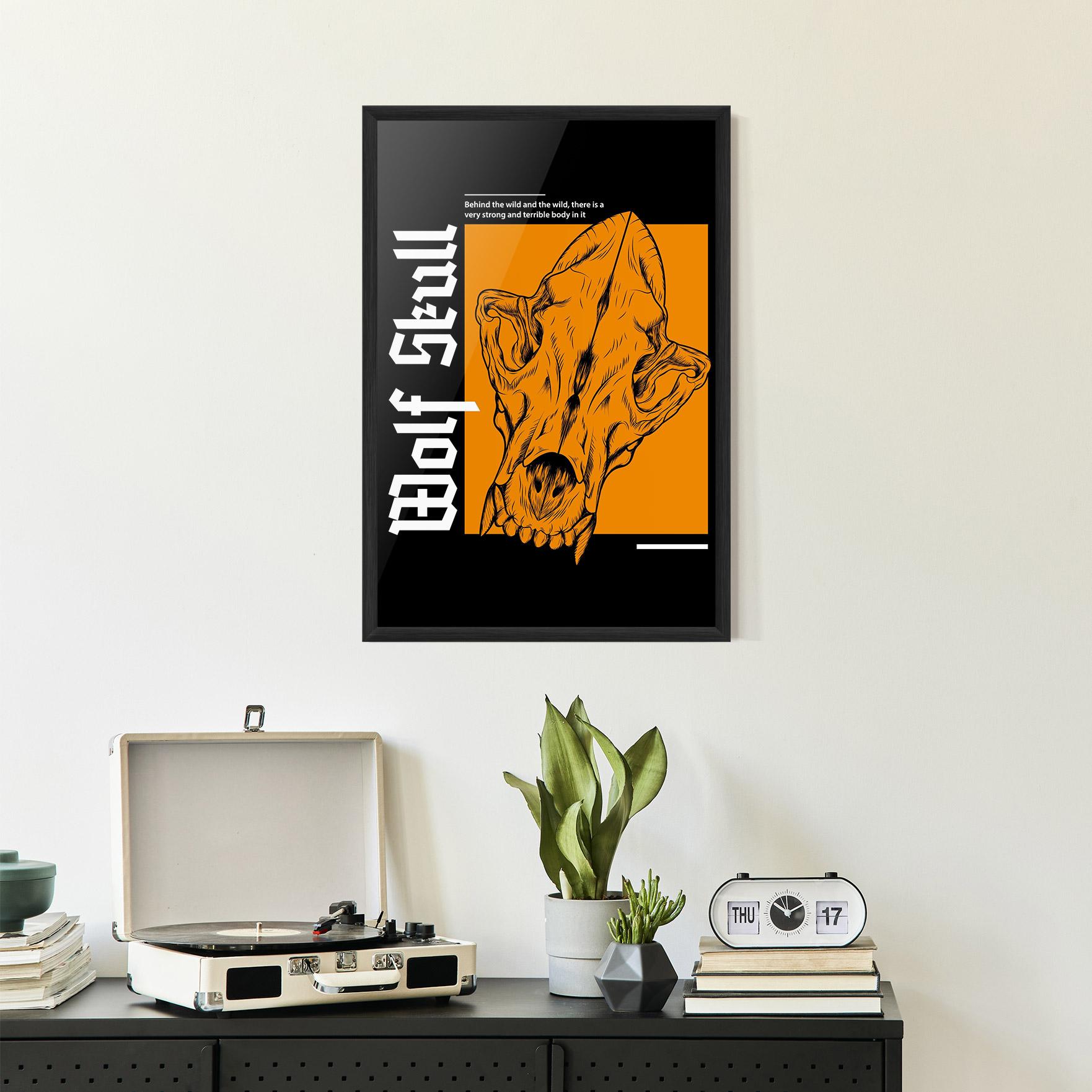 Poster Înrămat Wolf Skull mockup 2