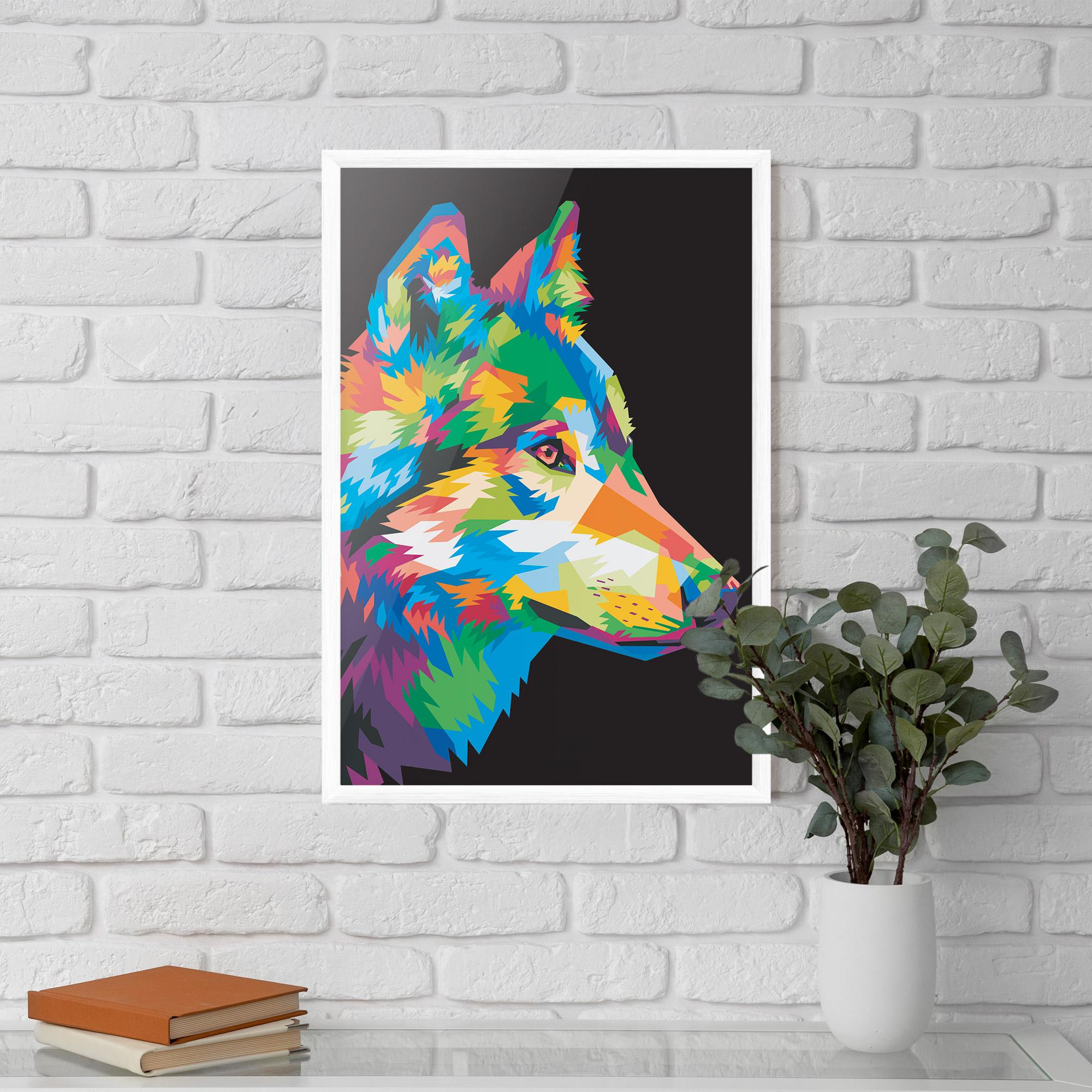 Poster Înrămat Colorful Wolf mockup 5