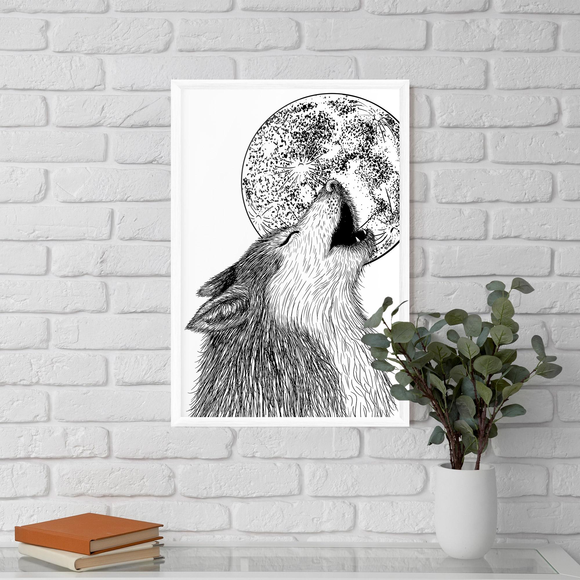 Poster Înrămat Pretty Moon Wolf mockup 5