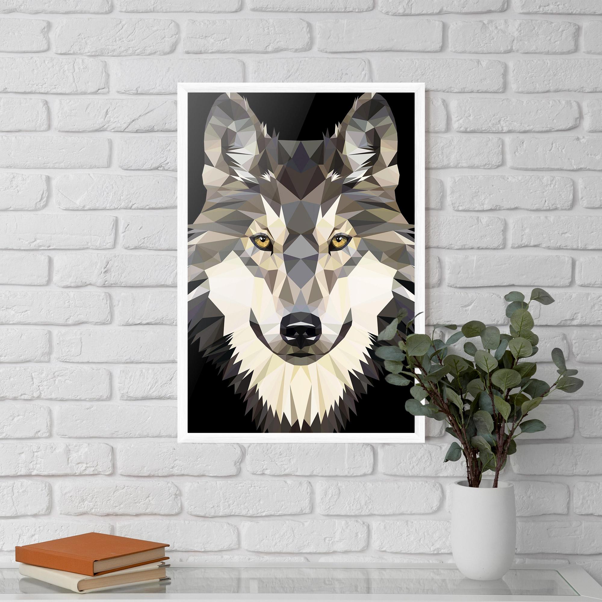 Poster Înrămat Pretty Wolf Head mockup 5