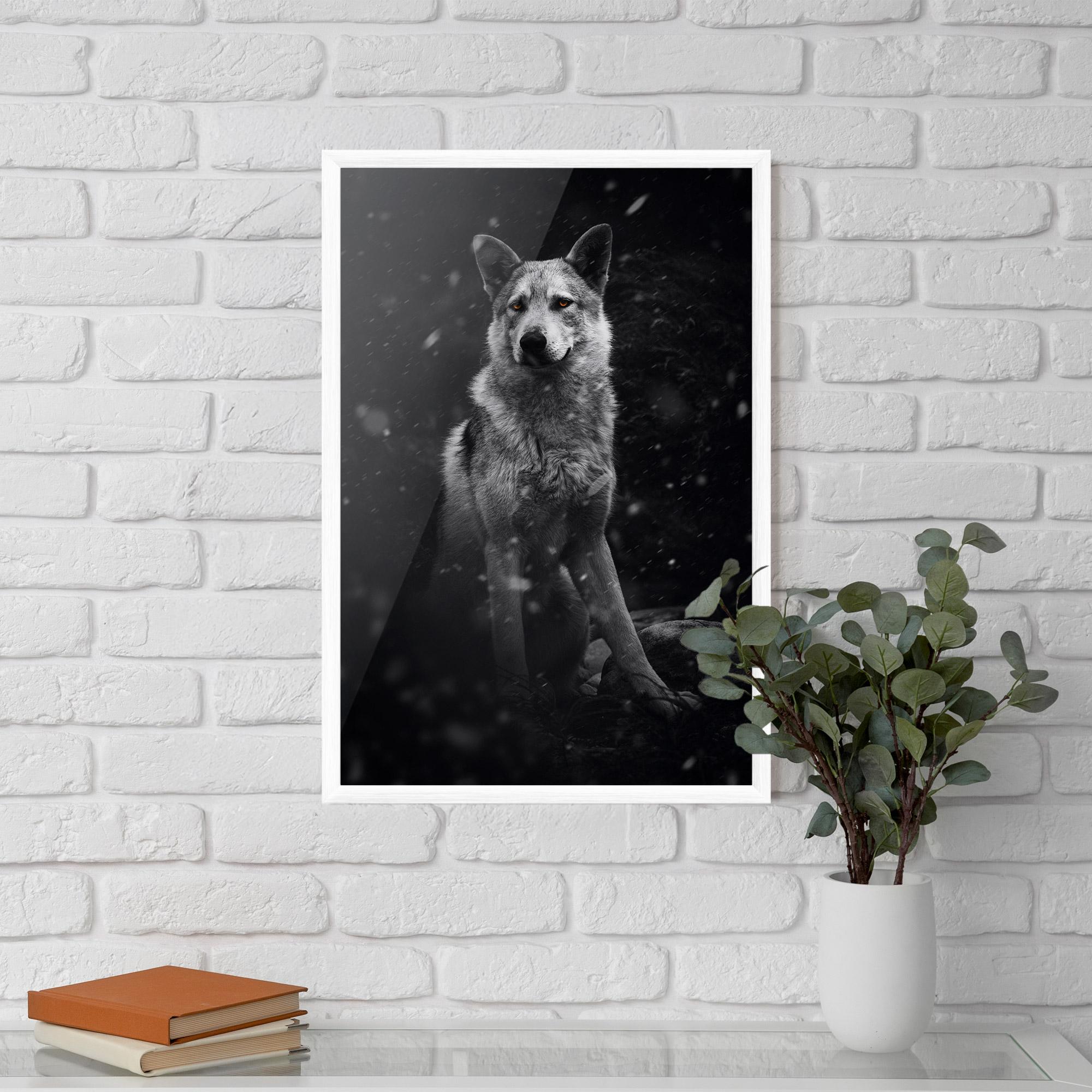 Poster Înrămat Sitting Wolf mockup 5