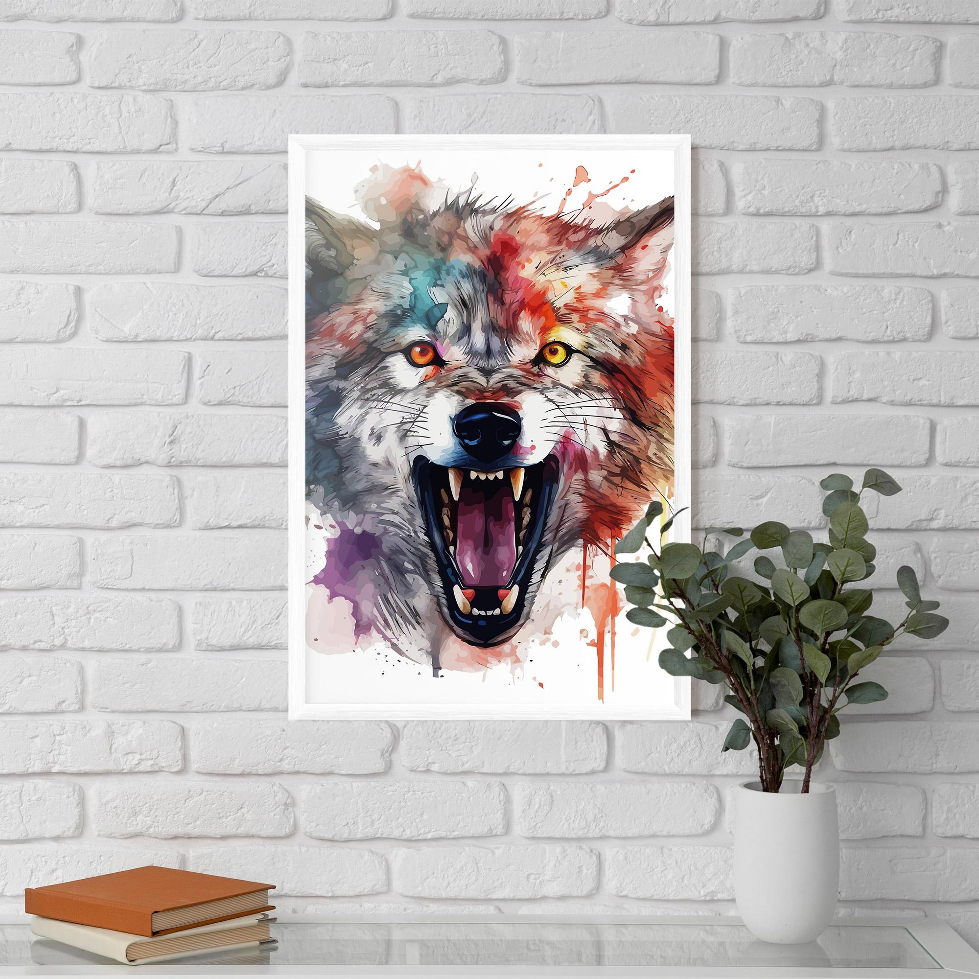 Poster Înrămat Watercolor Angry Wolf mockup 5