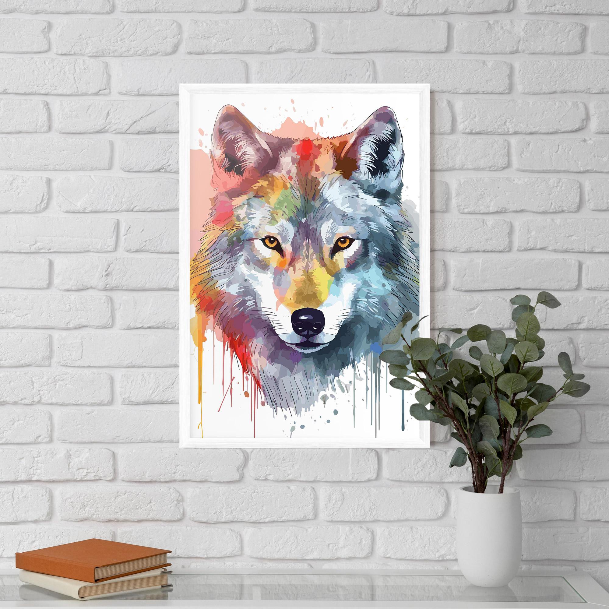 Poster Înrămat Watercolor Wolf mockup 5
