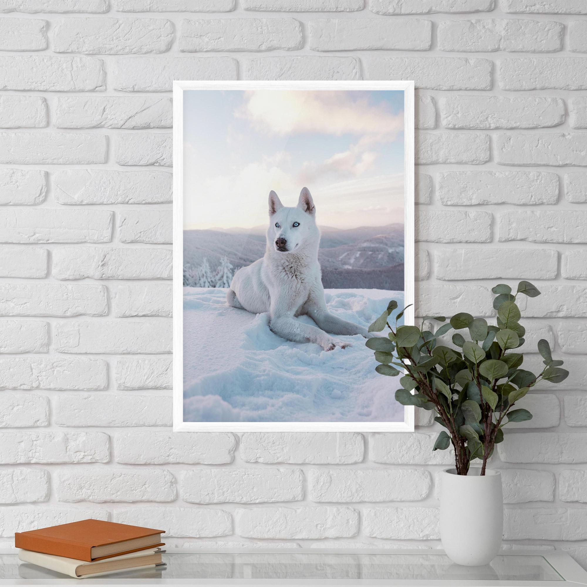 Poster Înrămat White Snow Wolf mockup 5