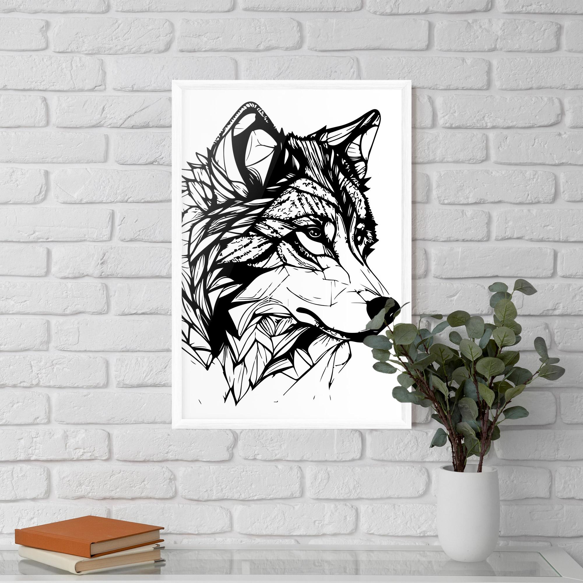 Poster Înrămat Wolf Head Line mockup 5