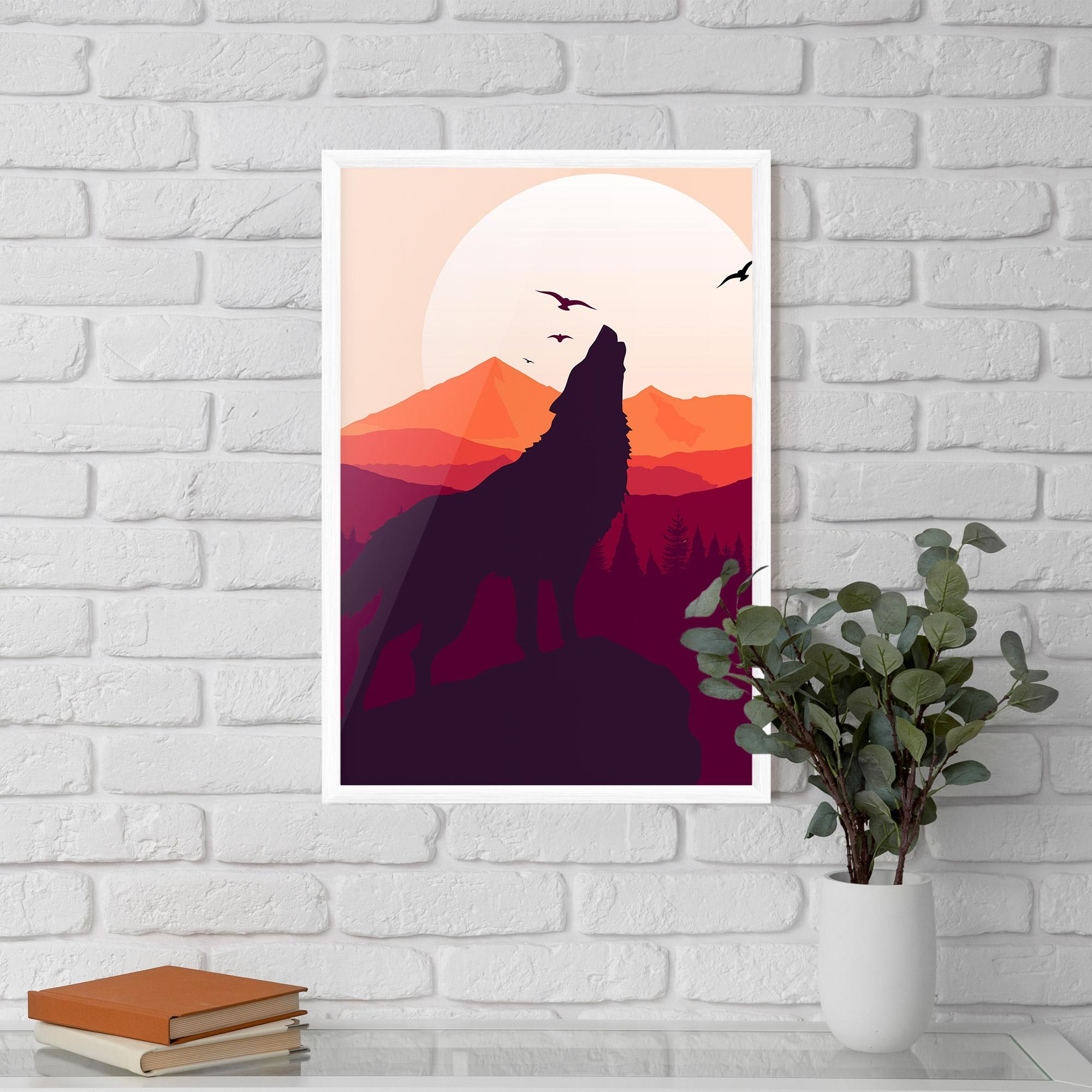 Poster Înrămat Wolf Pink Moon mockup 5