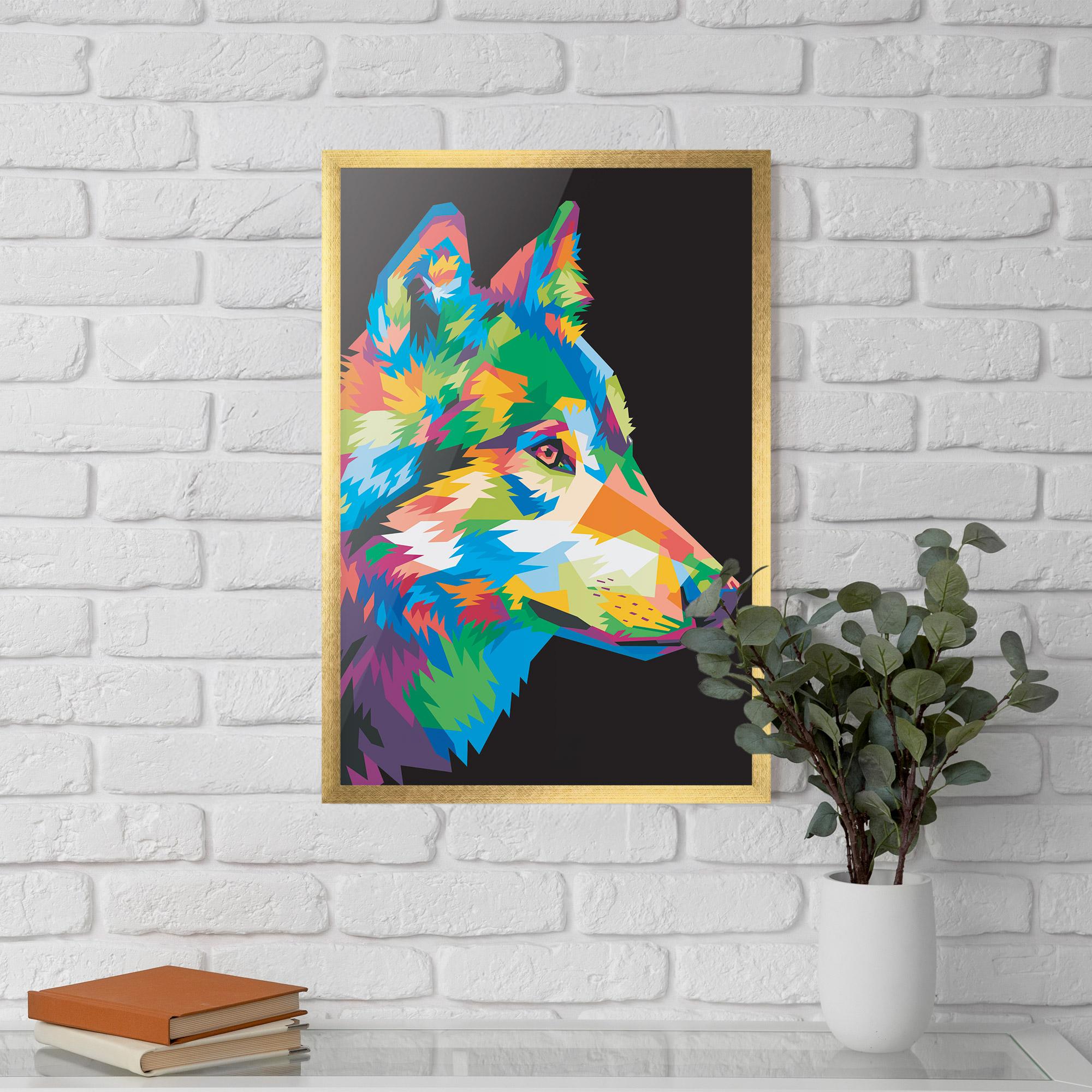 Poster Înrămat Colorful Wolf mockup 5