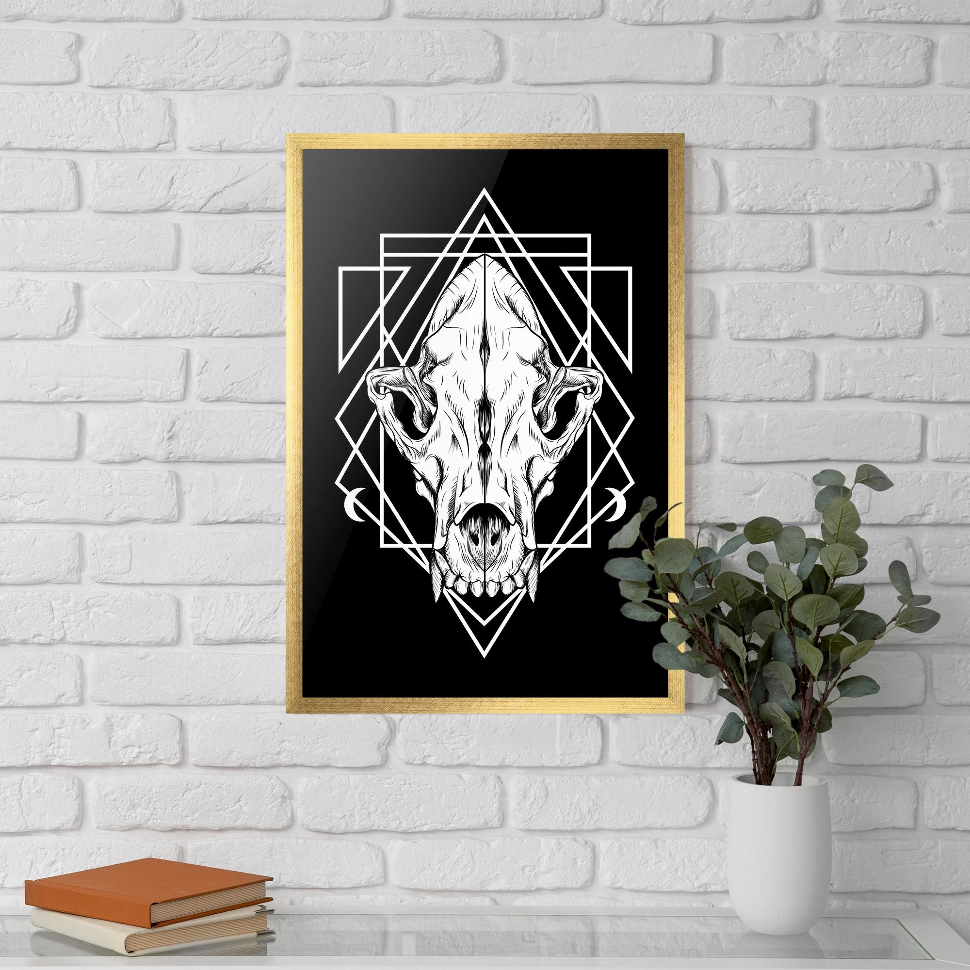 Poster Înrămat Dark Wolf Skull mockup 5